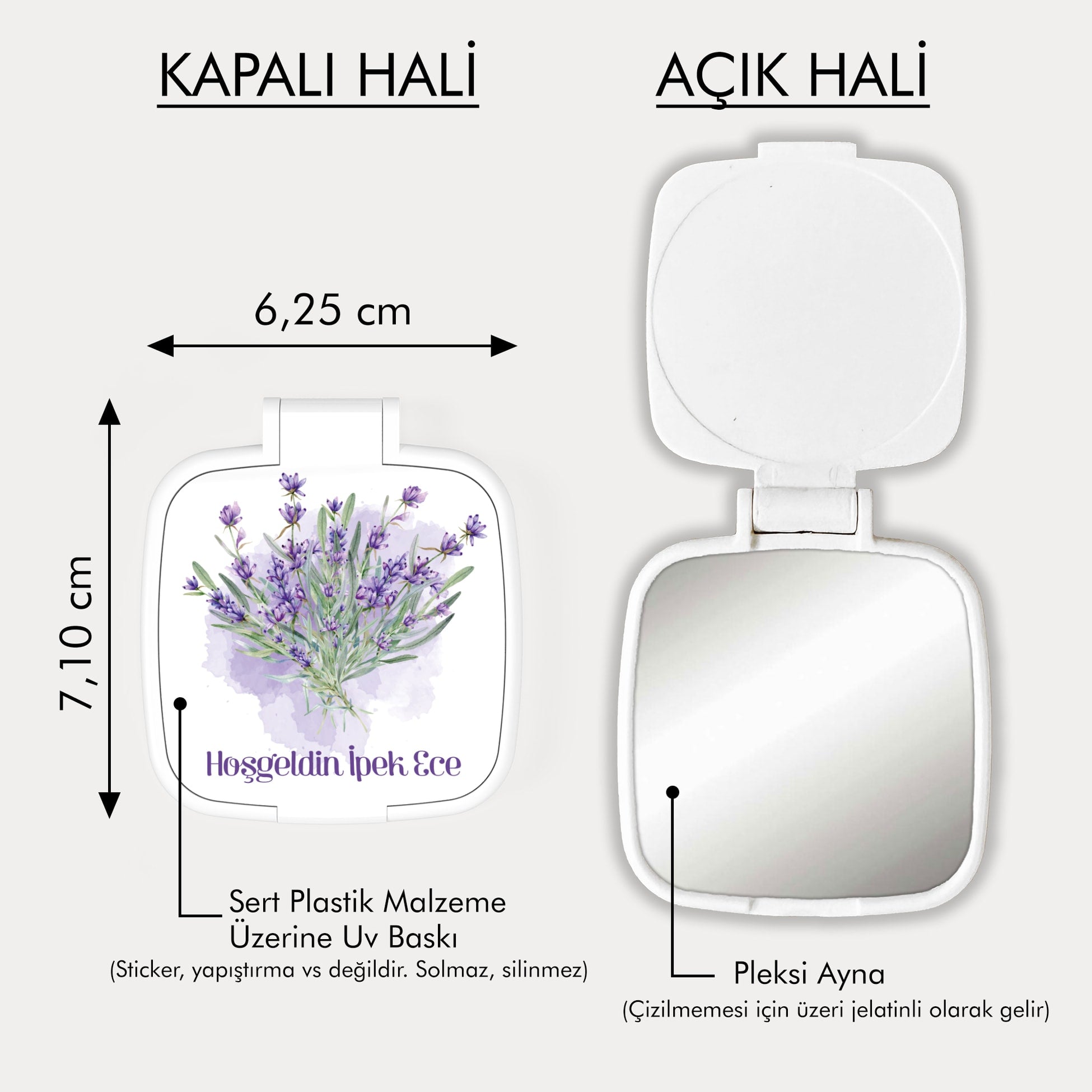 Lavanta Desenli Kare Ayna