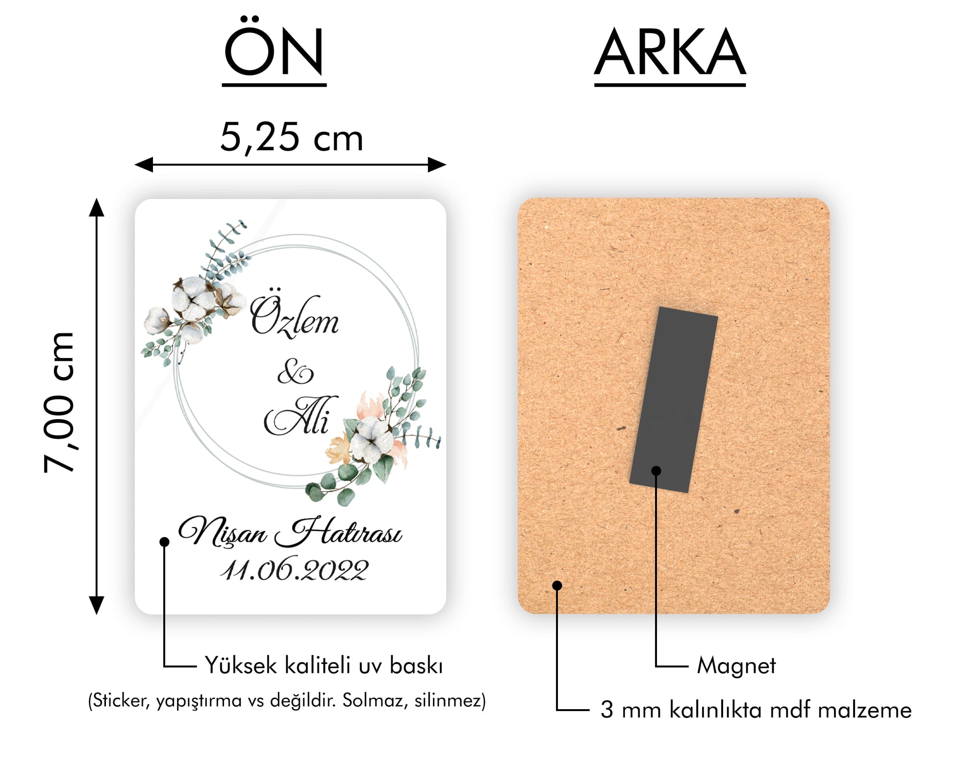 Okaliptus Desenli Ahşap Magnet