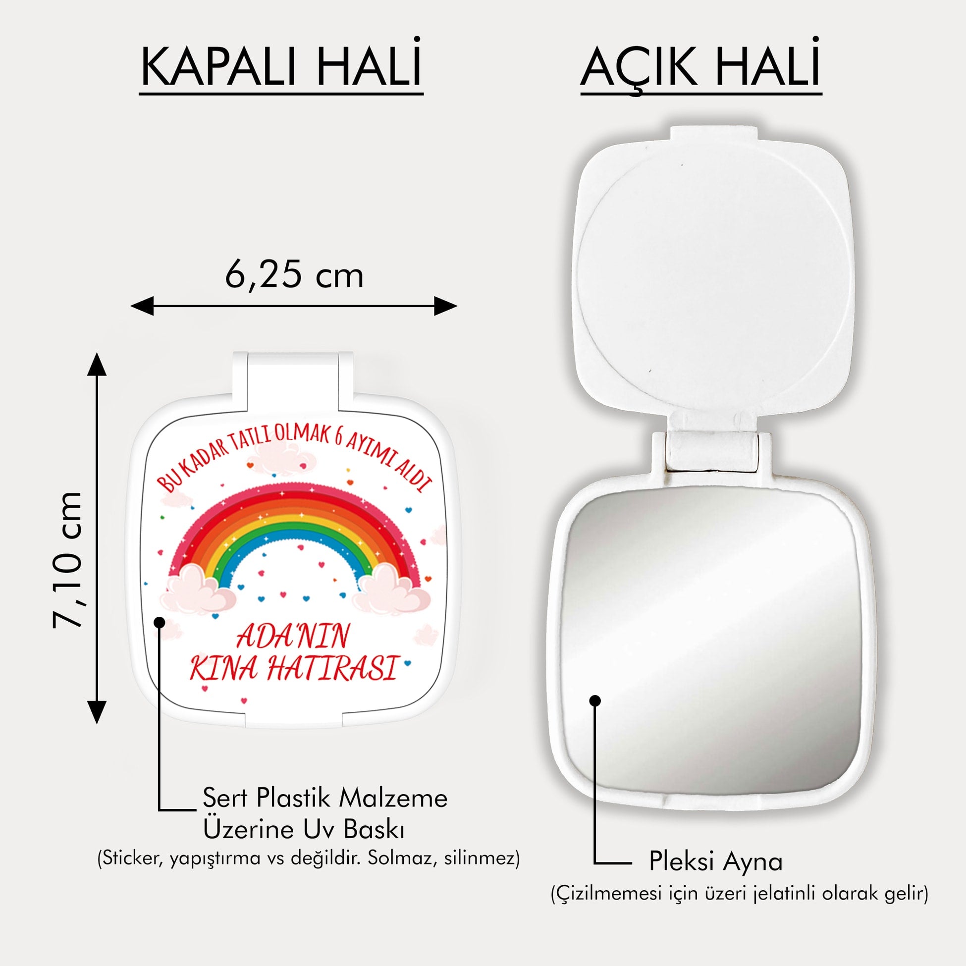 Gökkuşağı Desenli Kare  Ayna