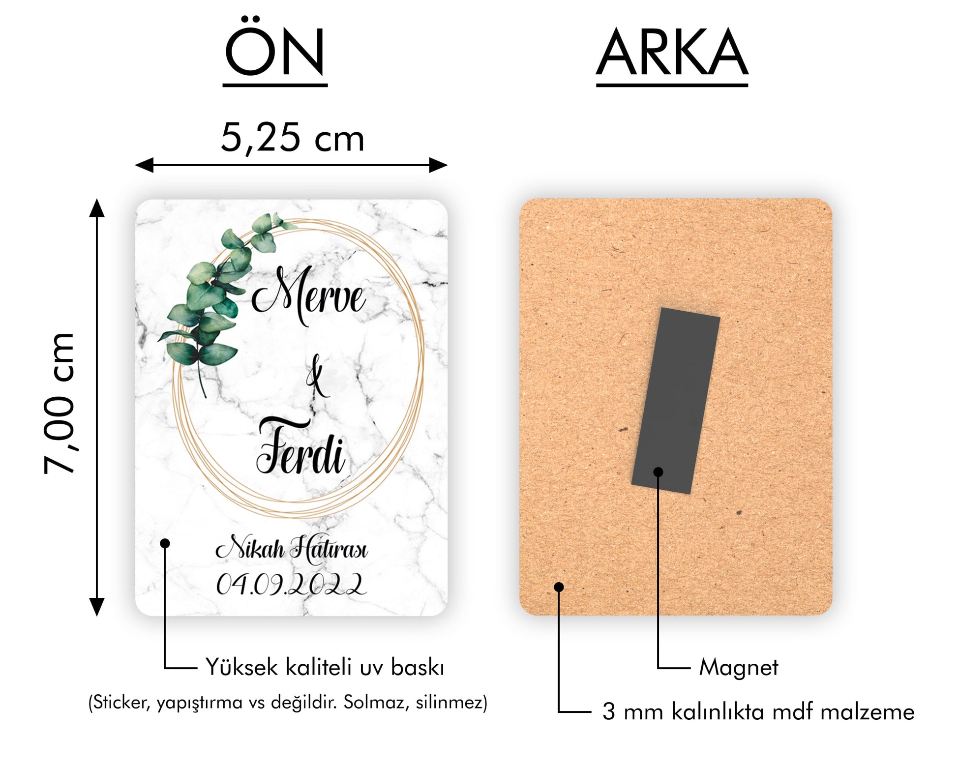 Yeşil Çelek Desenli Ahşap Magnet