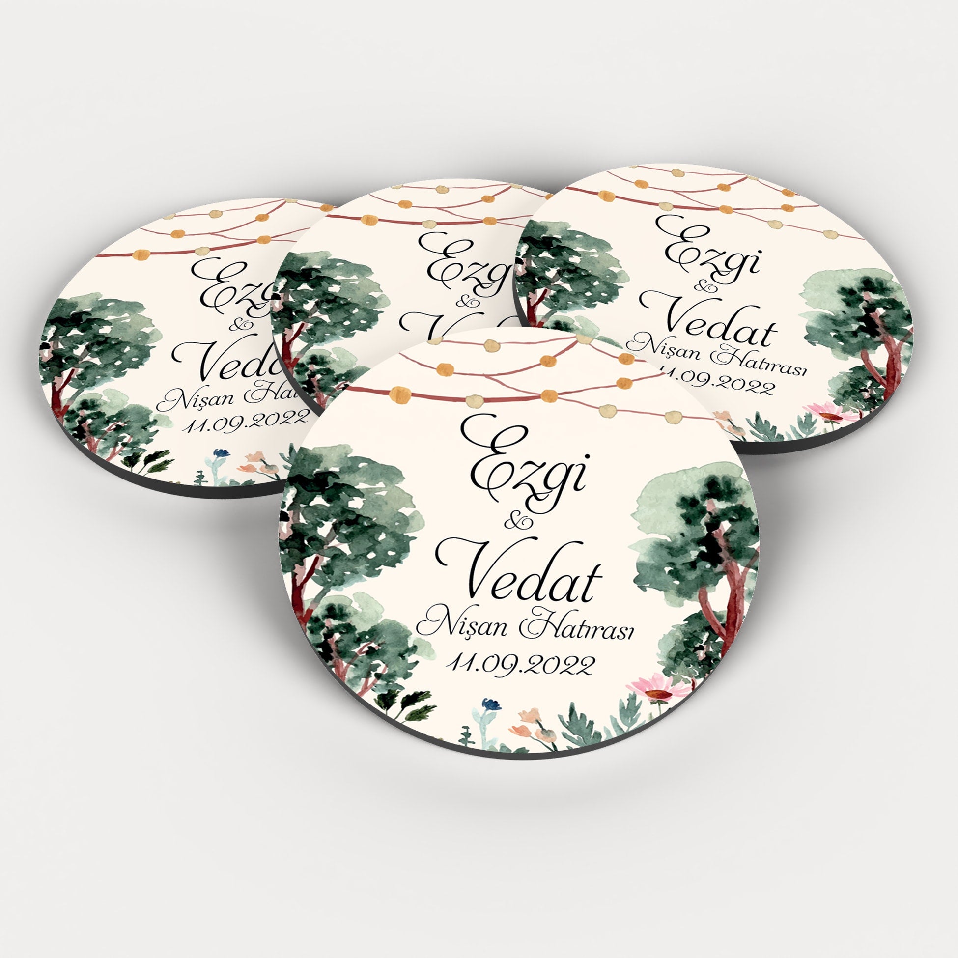 Ağaç Desenli Yuvarlak Ahşap Magnet