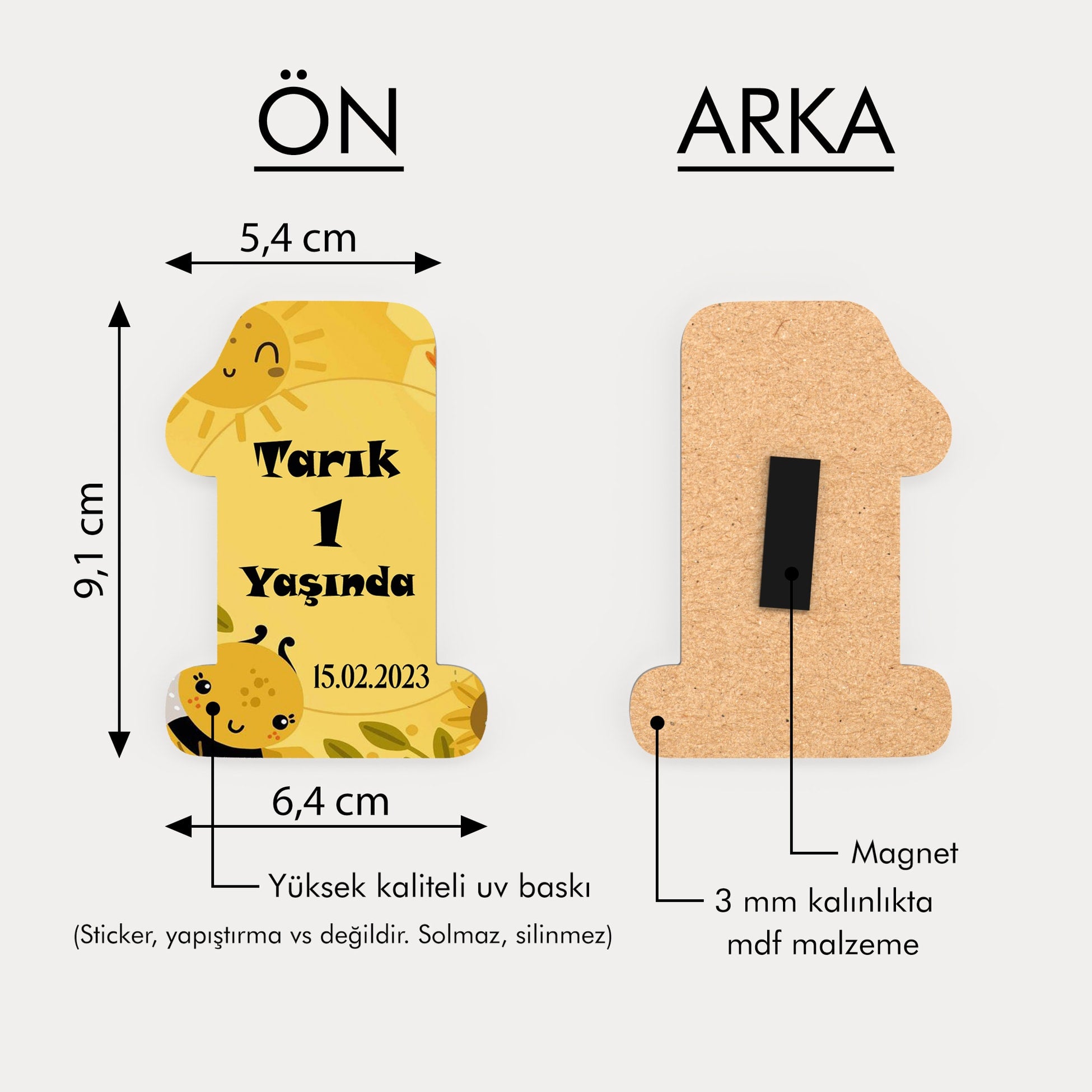 Güneş Ve Arı Temalı Ahşap Magnet