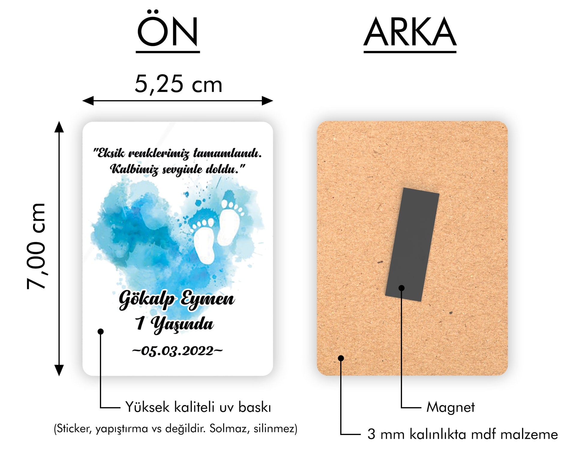 Ayak İzi Desenli Ahşap Magnet