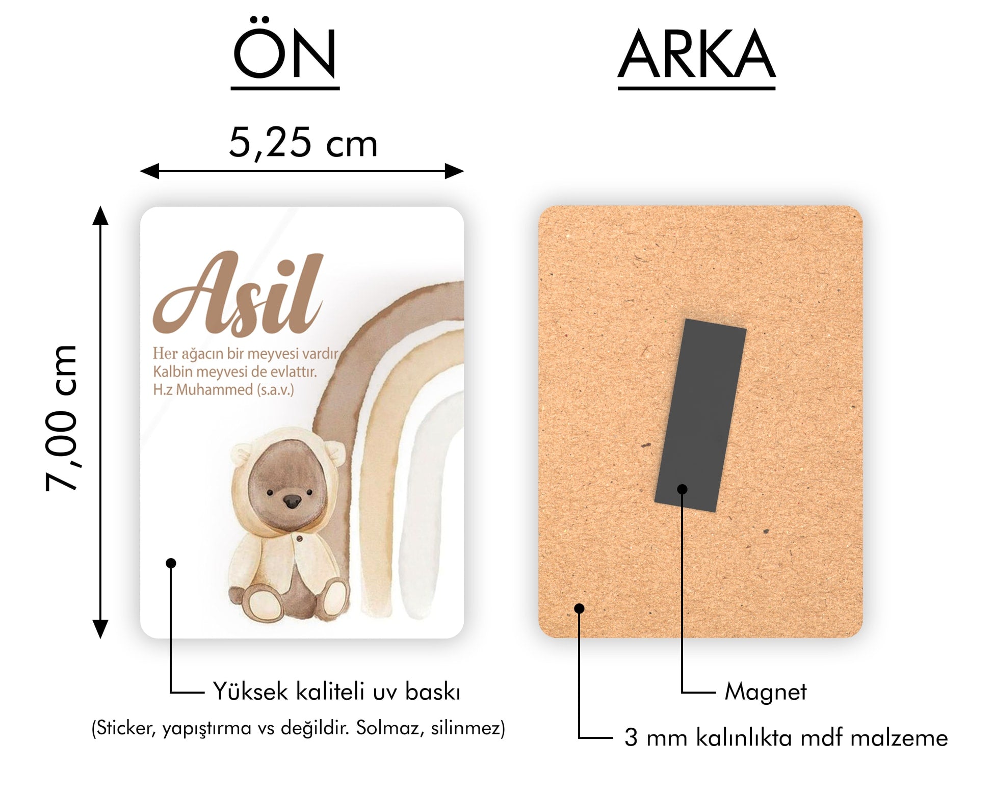 Gökkuşağı Ve Ayıcık Temalı Ahşap Magnet
