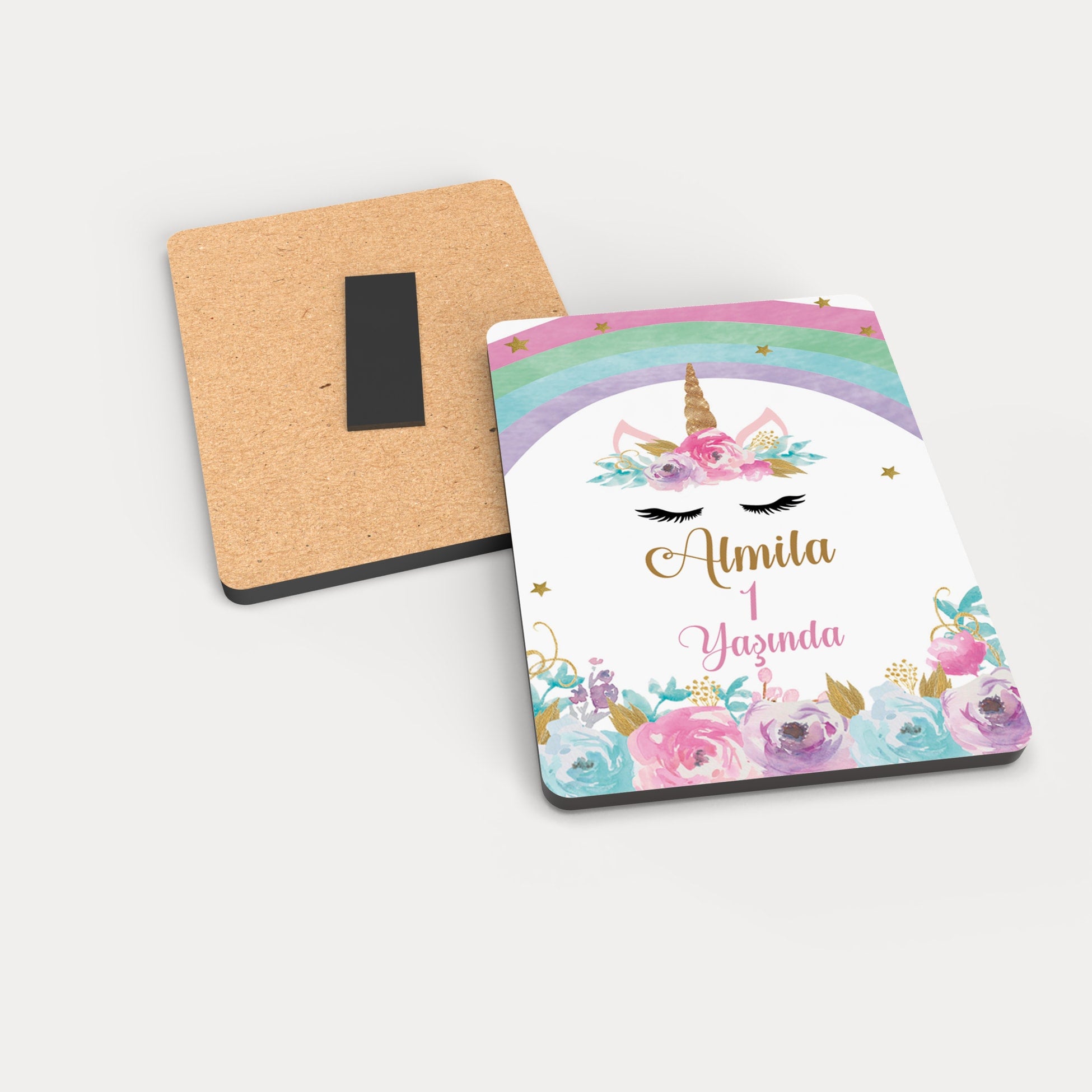 Unicorn Desenli Ahşap Magnet