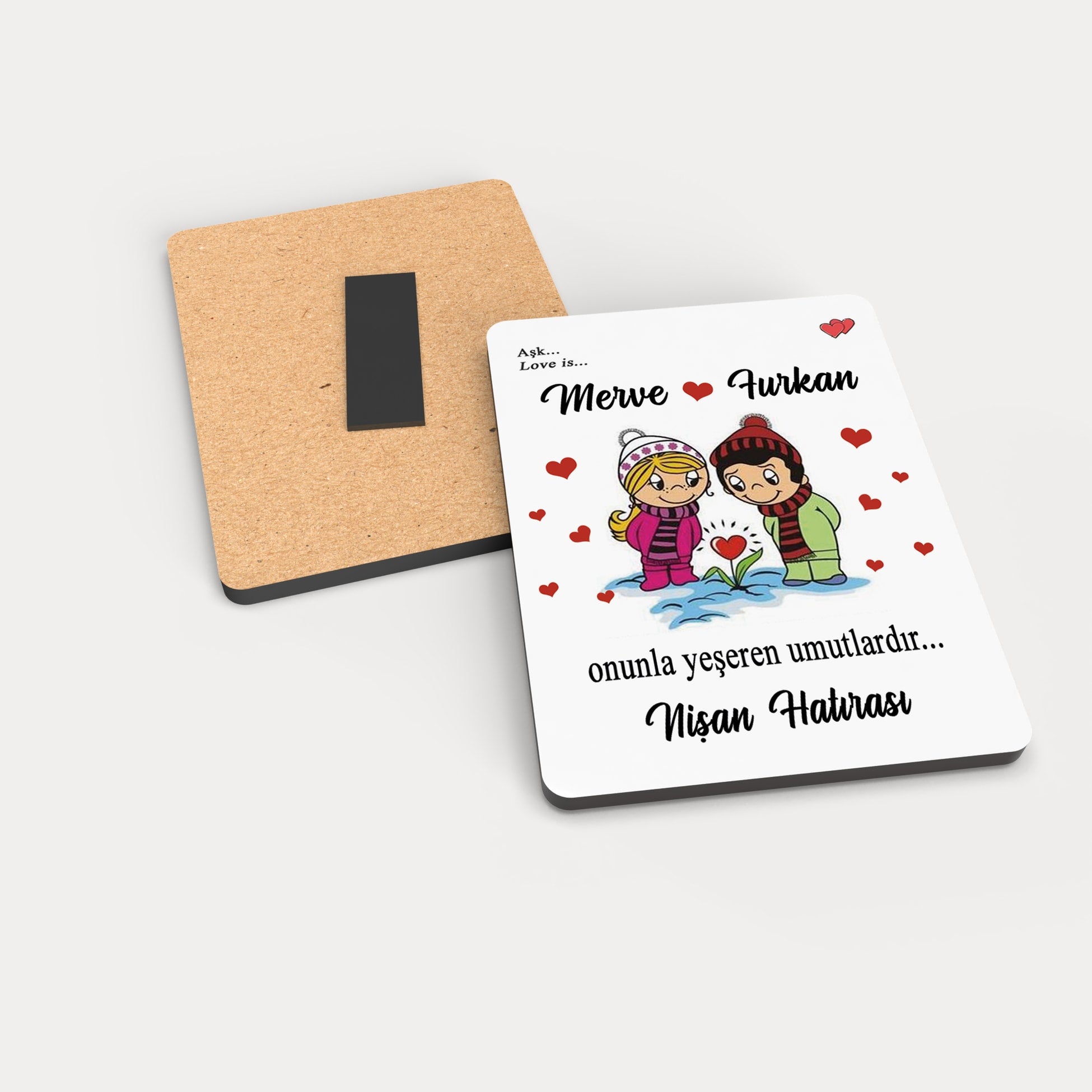 Şıpsevdi Gelin Damat Desenli Ahşap Magnet