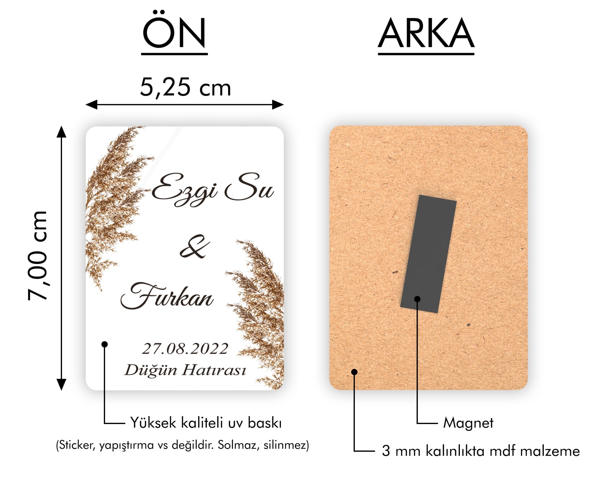 Pampas Desenli Ahşap Magnet