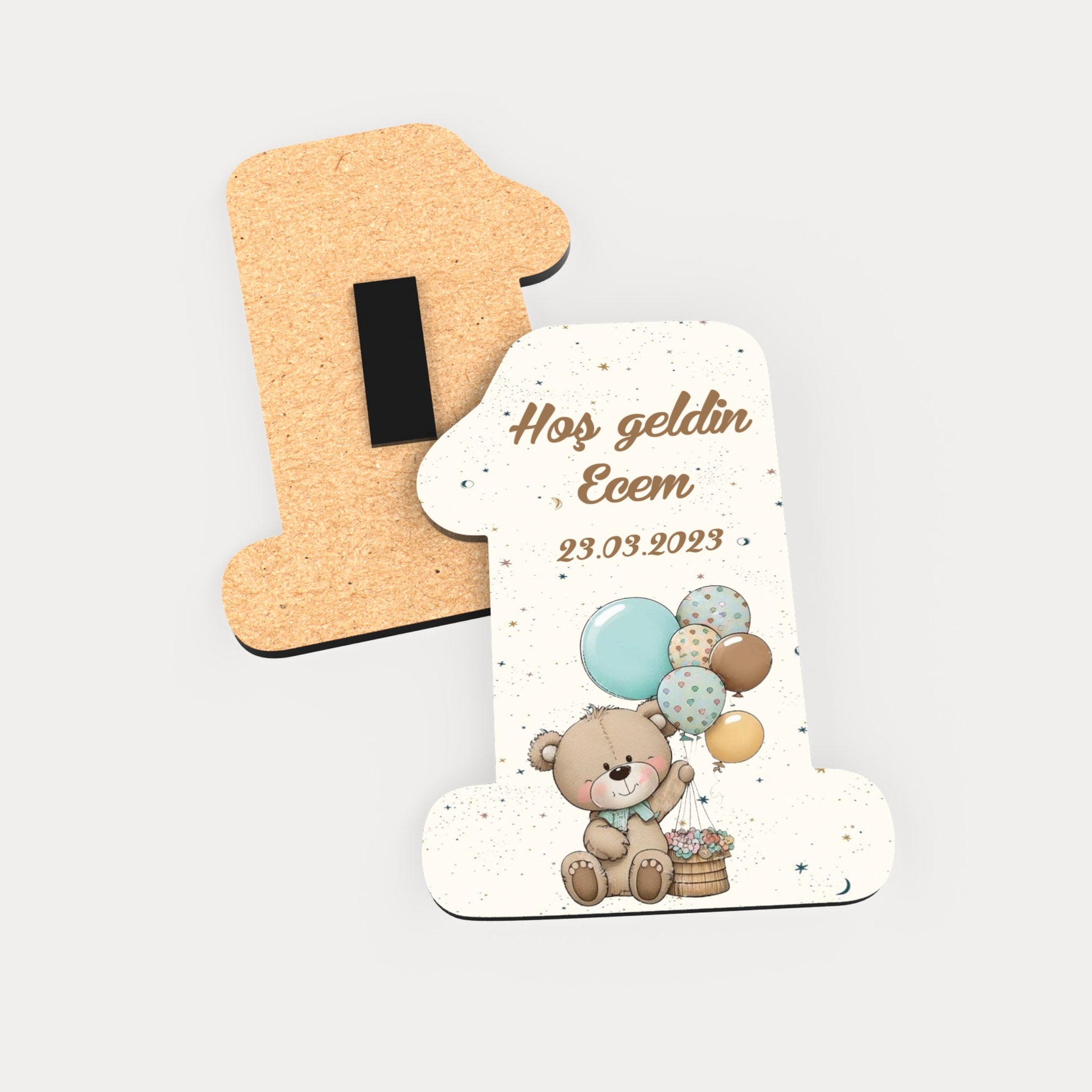 Ayıcık Ve Balon Temalı Ahşap Magnet