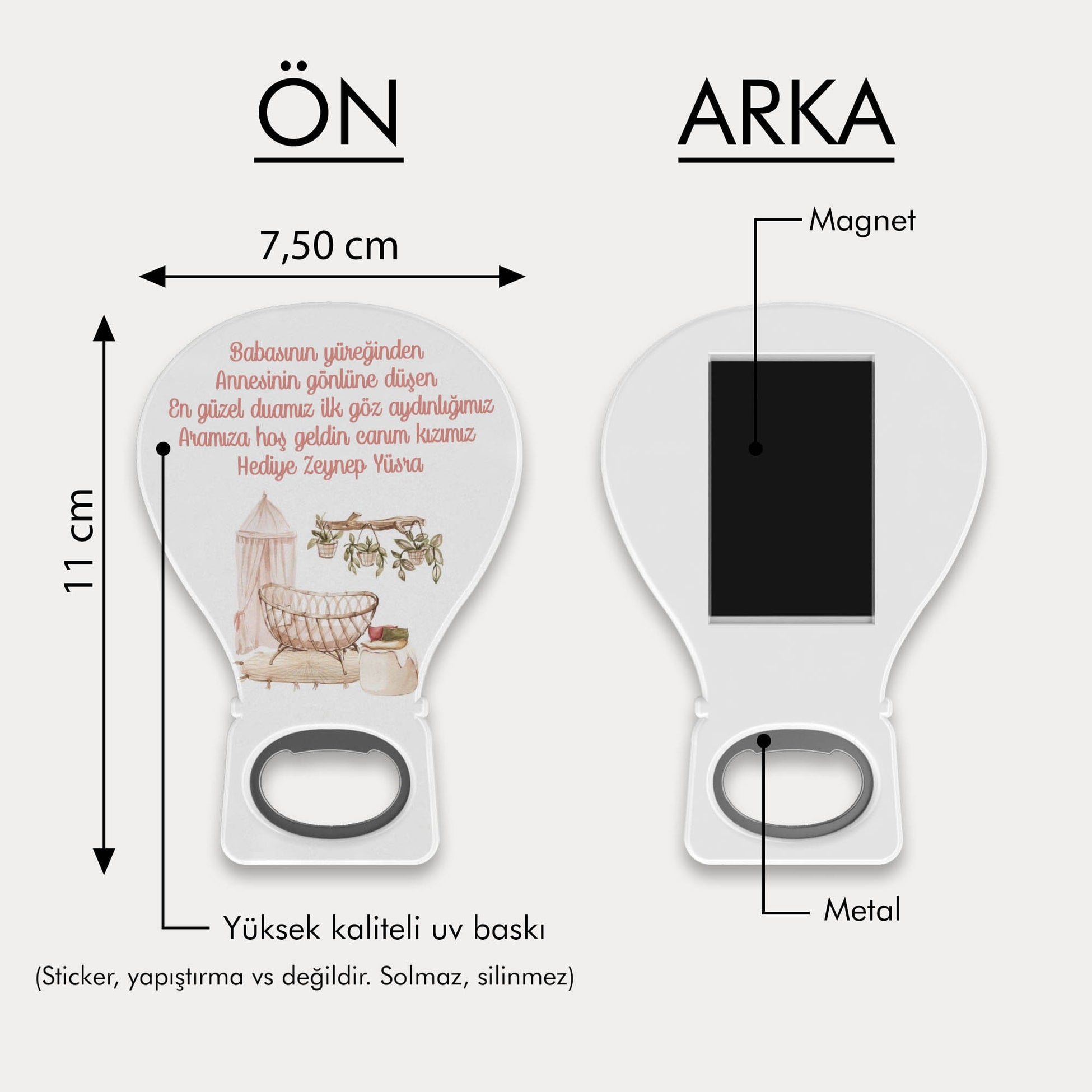 Kız Bebek Beşik Temalı Balon Açacak Magnet