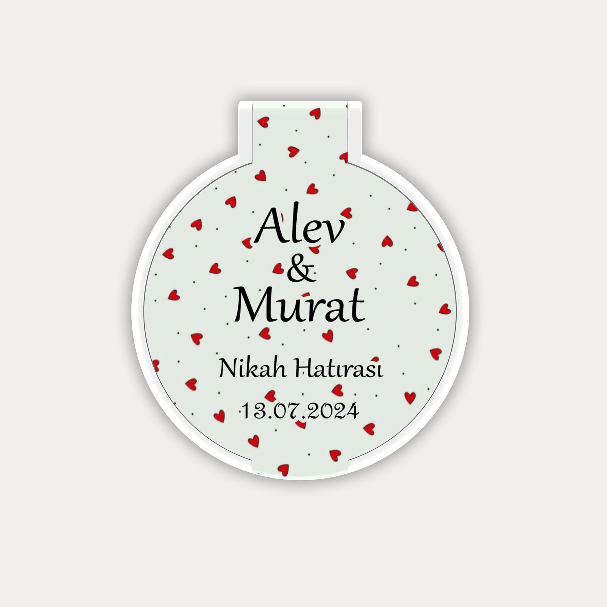 Küçük Kalp Temalı Yuvarlak Ayna