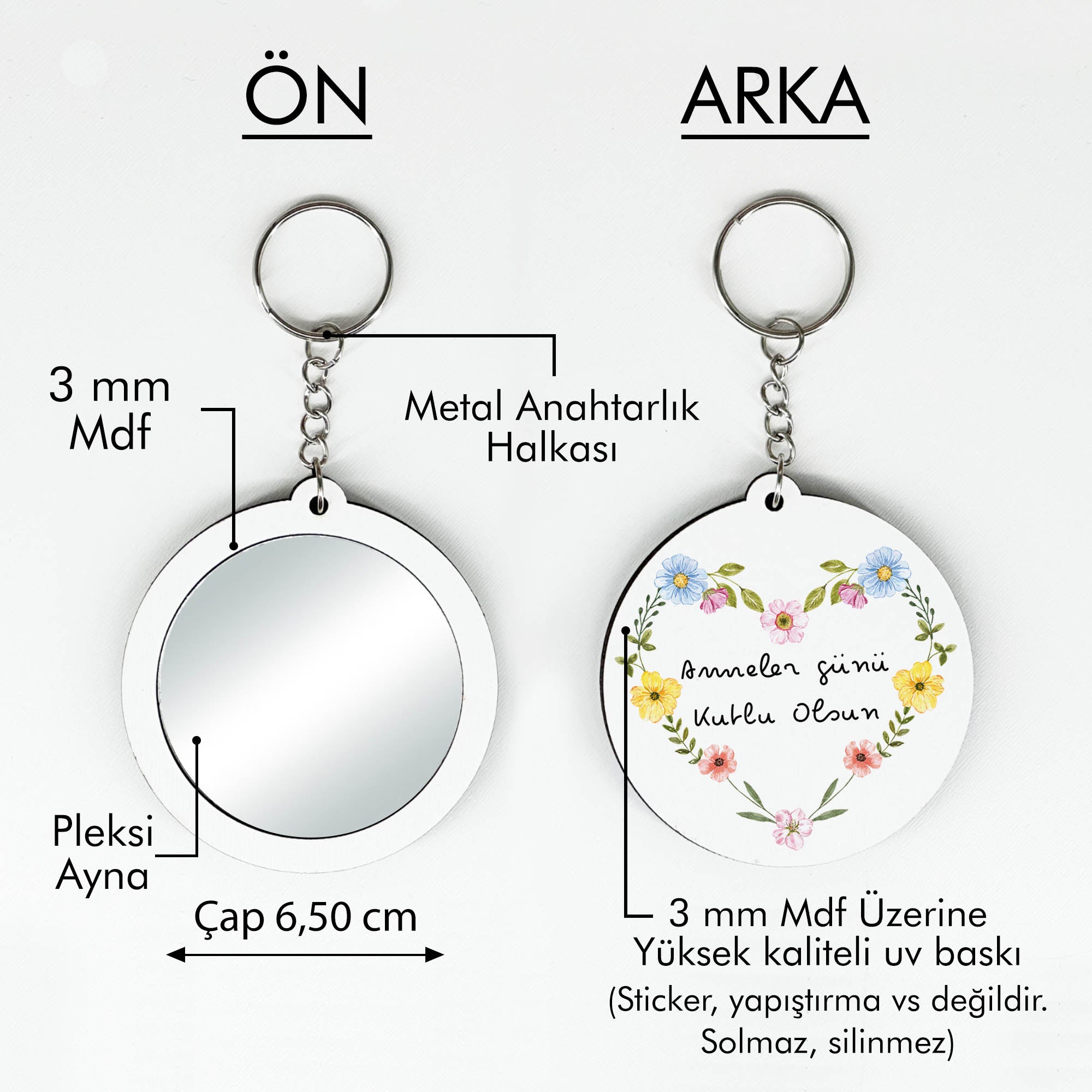 Anneler Günü Temalı Anahtarlıklı Ayna