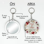 Çelenkli Çiçek Desenli Anahtarlıklı Ayna