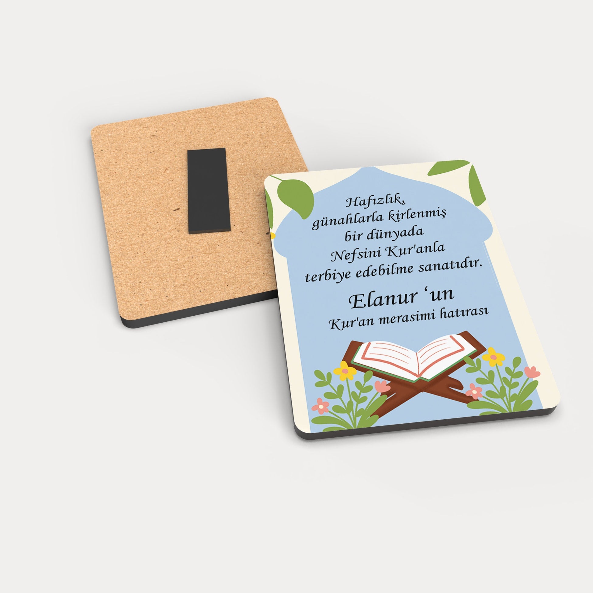 Kuran Okuyorum Temalı Ahşap Magnet