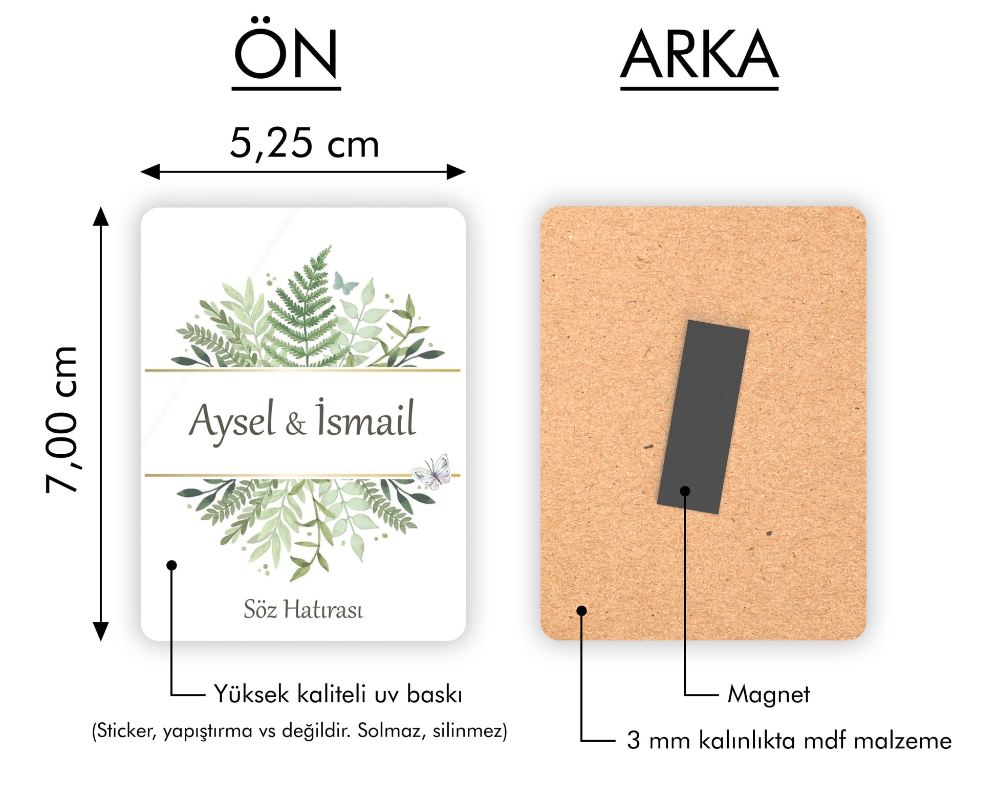 Yaprak Temalı Ahşap Magnet