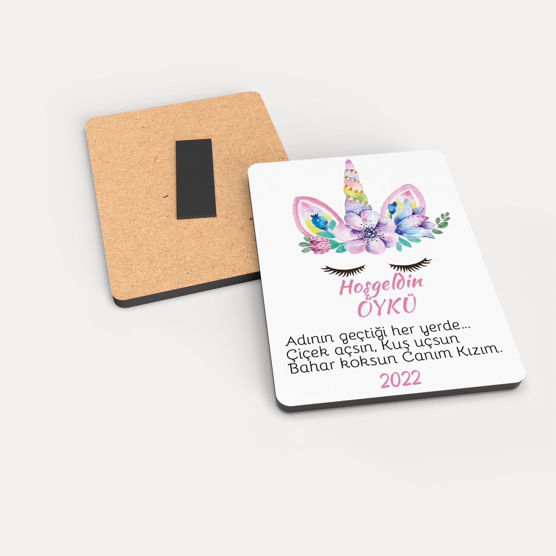 Unicorn Temalı Ahşap Magnet