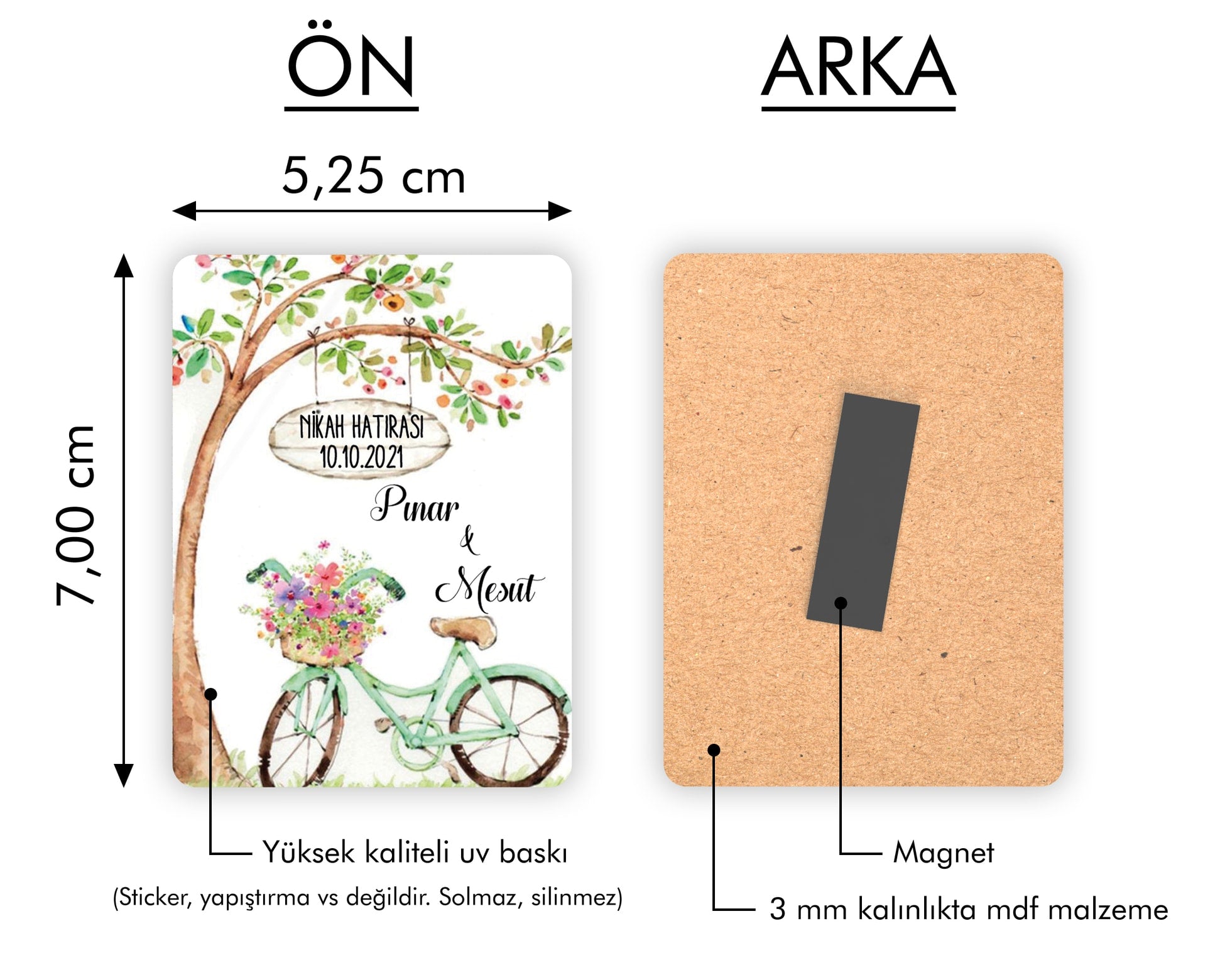 Bisiklet Desenli Ahşap Magnet