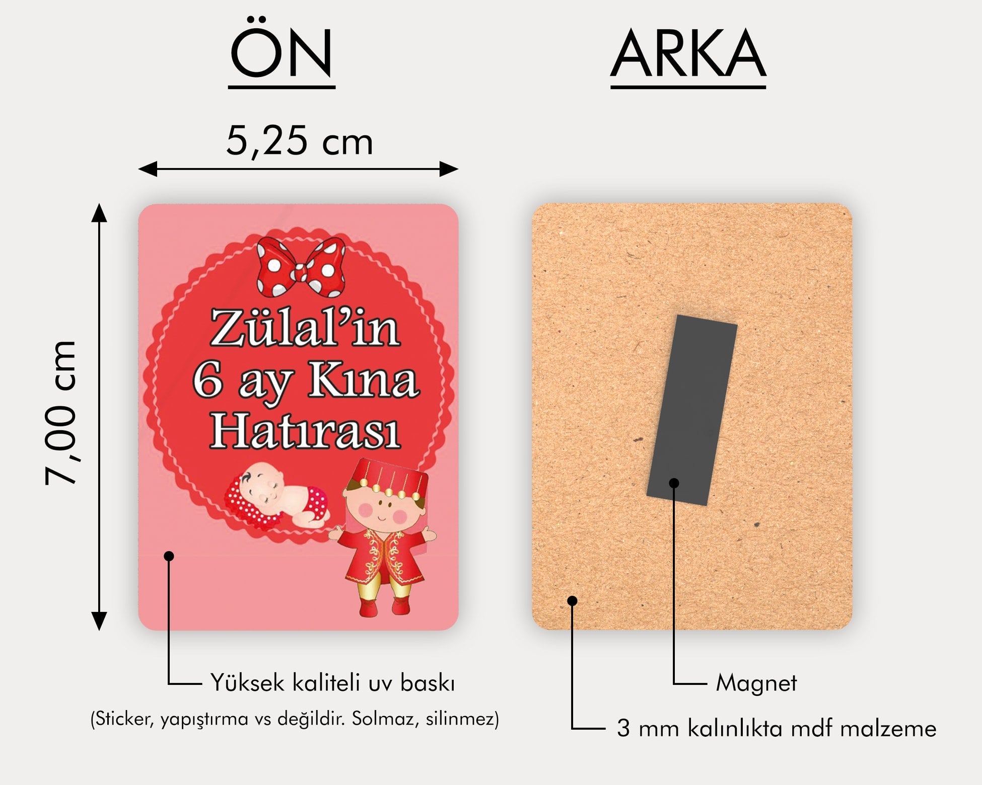6 Ay Kınası Temalı Ahşap Magnet