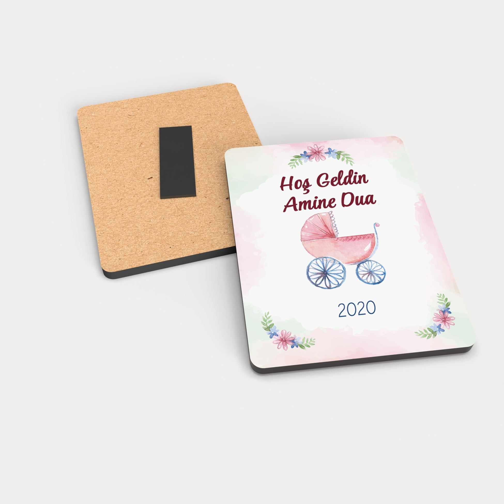 Bebek Arabası Temalı Ahşap Magnet