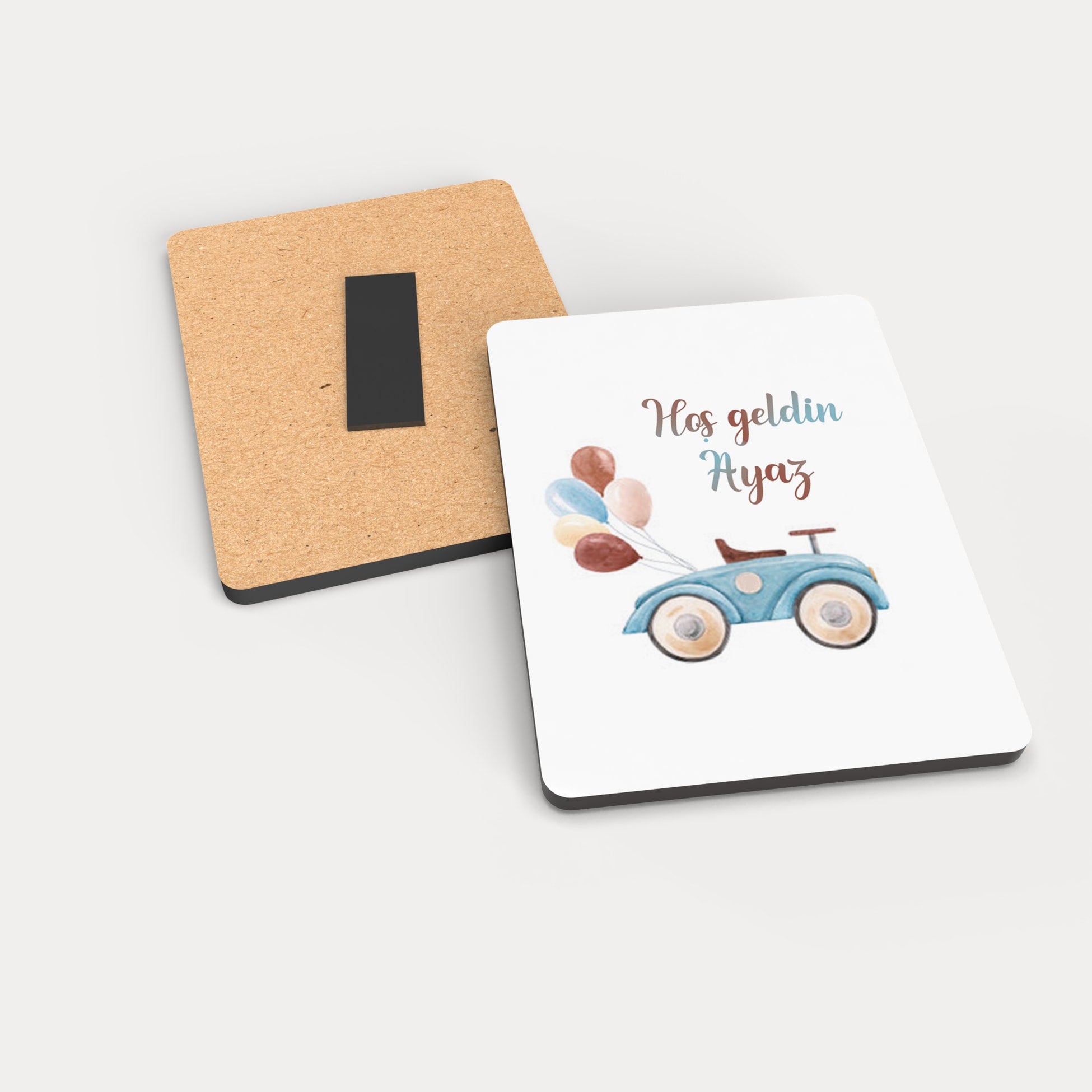 Erkek Bebek Arabası Temalı Ahşap Magnet
