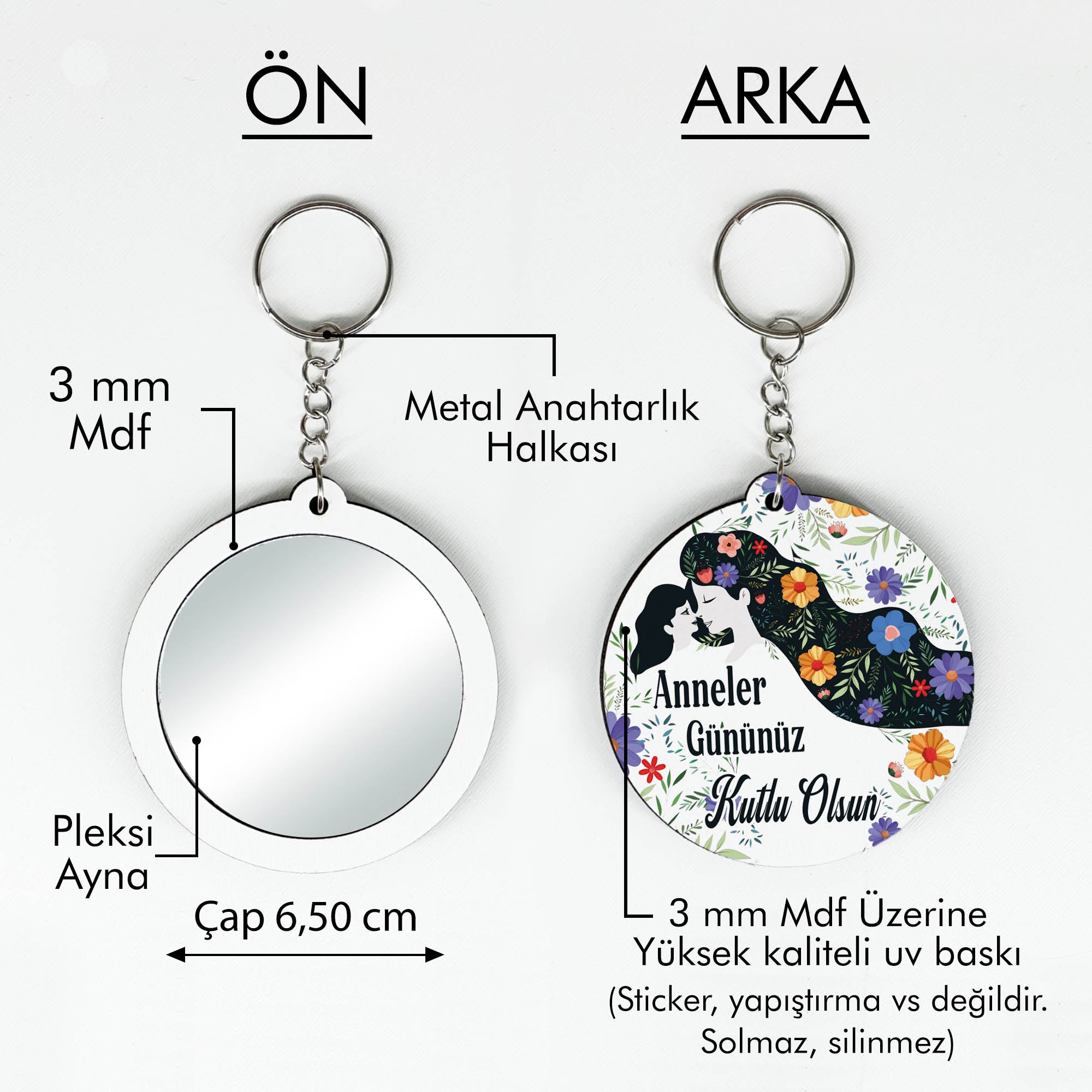 Anneler Günü Temalı Anahtarlıklı Ayna