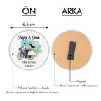 Gelin Damat Figürlü Yuvarlak Ahşap Magnet