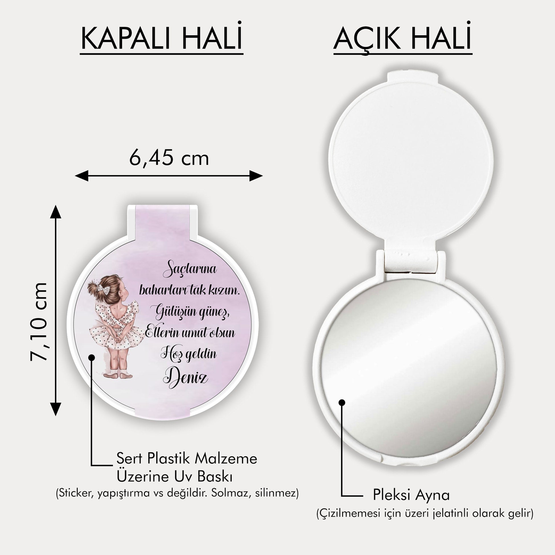 Kız Bebek Temalı Yuvarlak Ayna