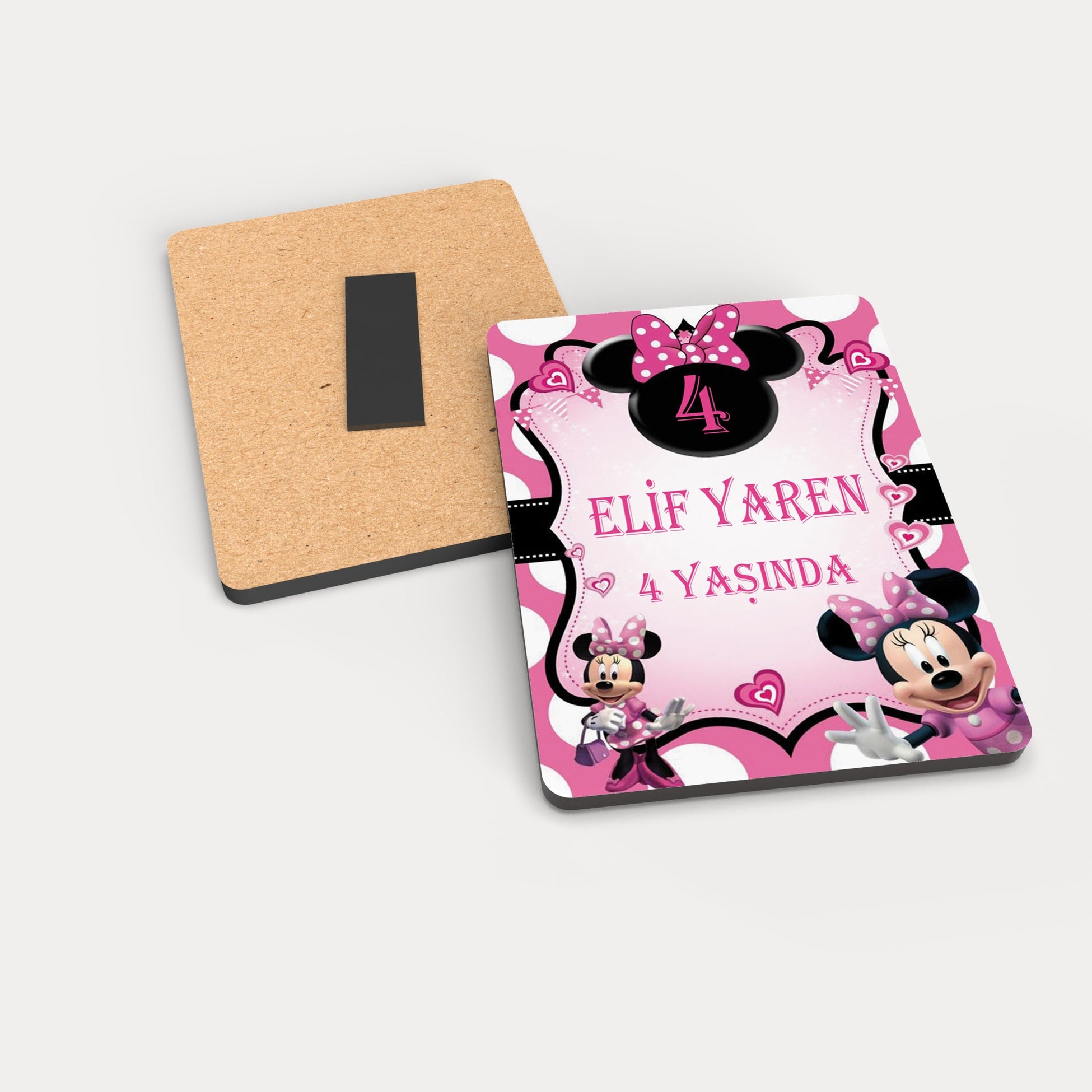 Minnie Mouse Desenli Ahşap Magnet