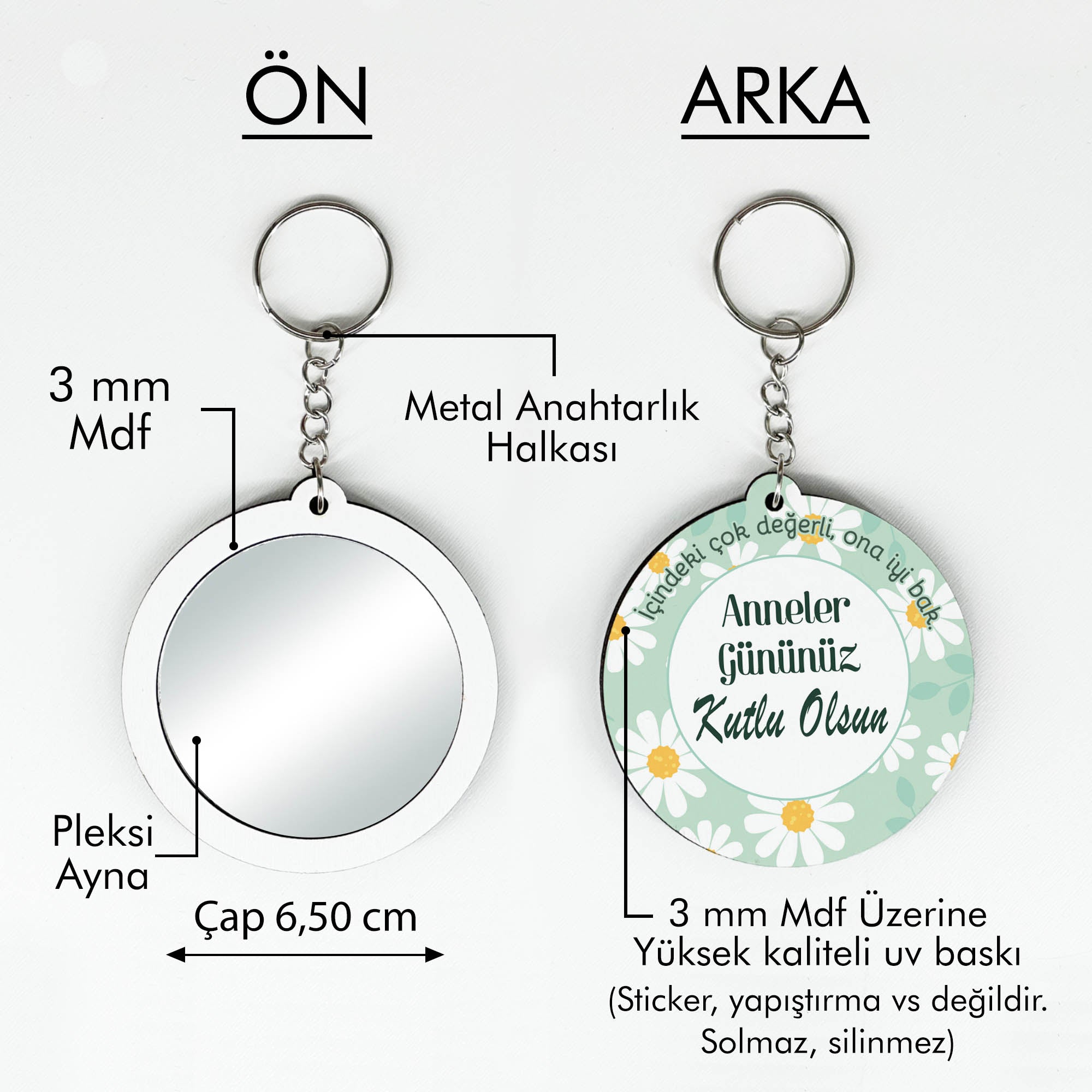 Anneler Günü Temalı Anahtarlıklı Ayna