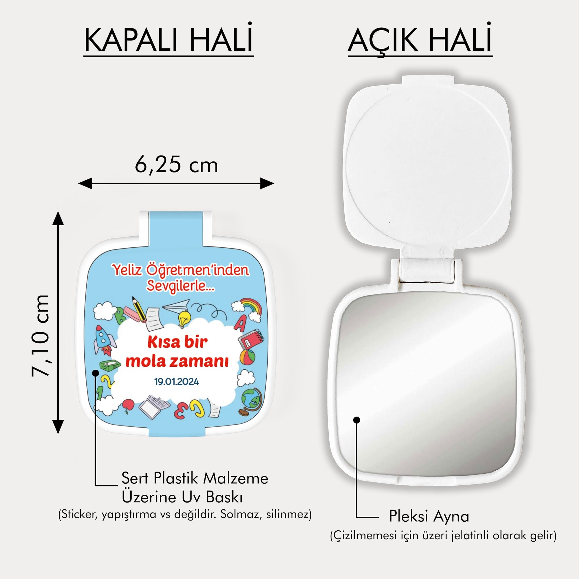 Okul Tatili Temalı Kare Ayna