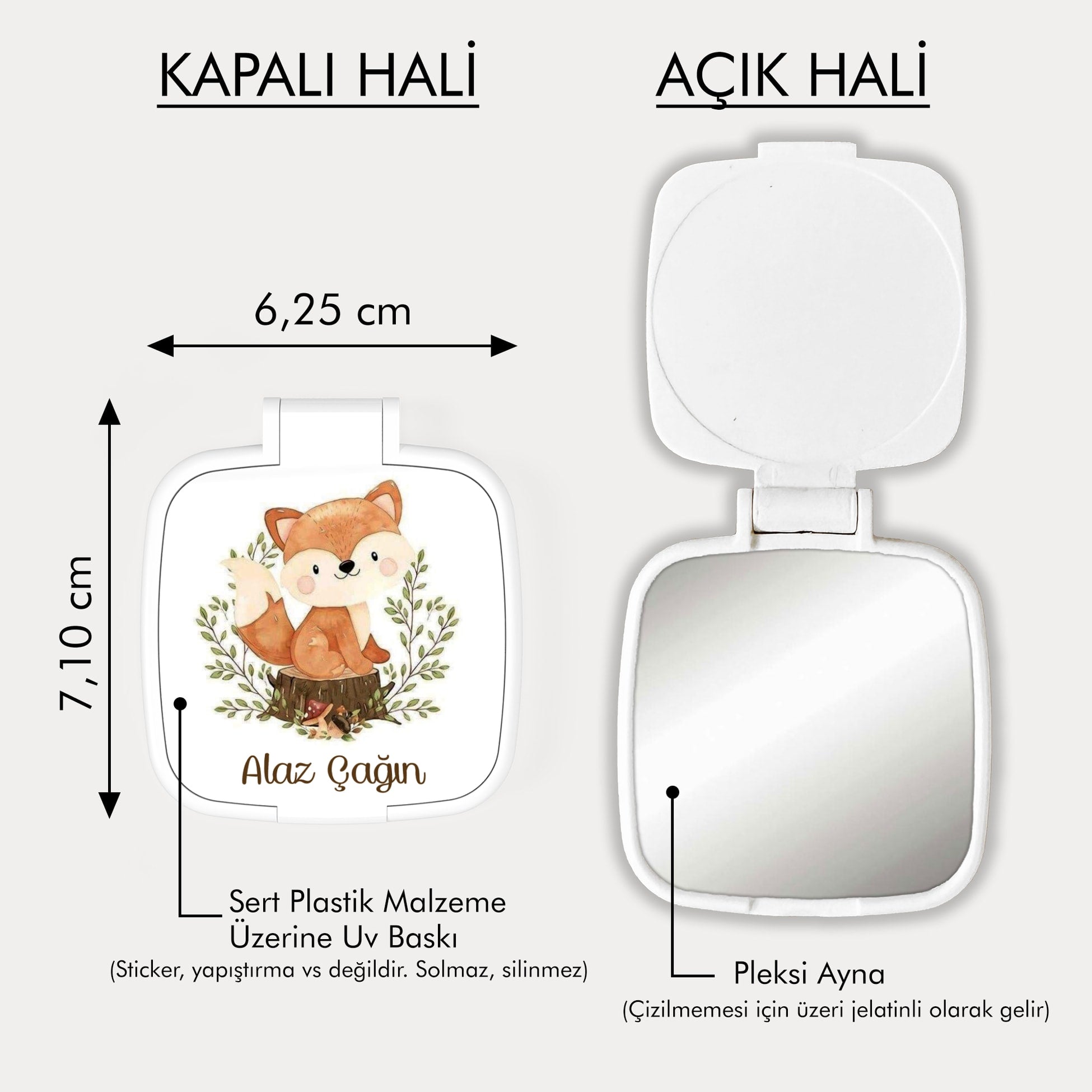 Tilki Desenli Kare Ayna