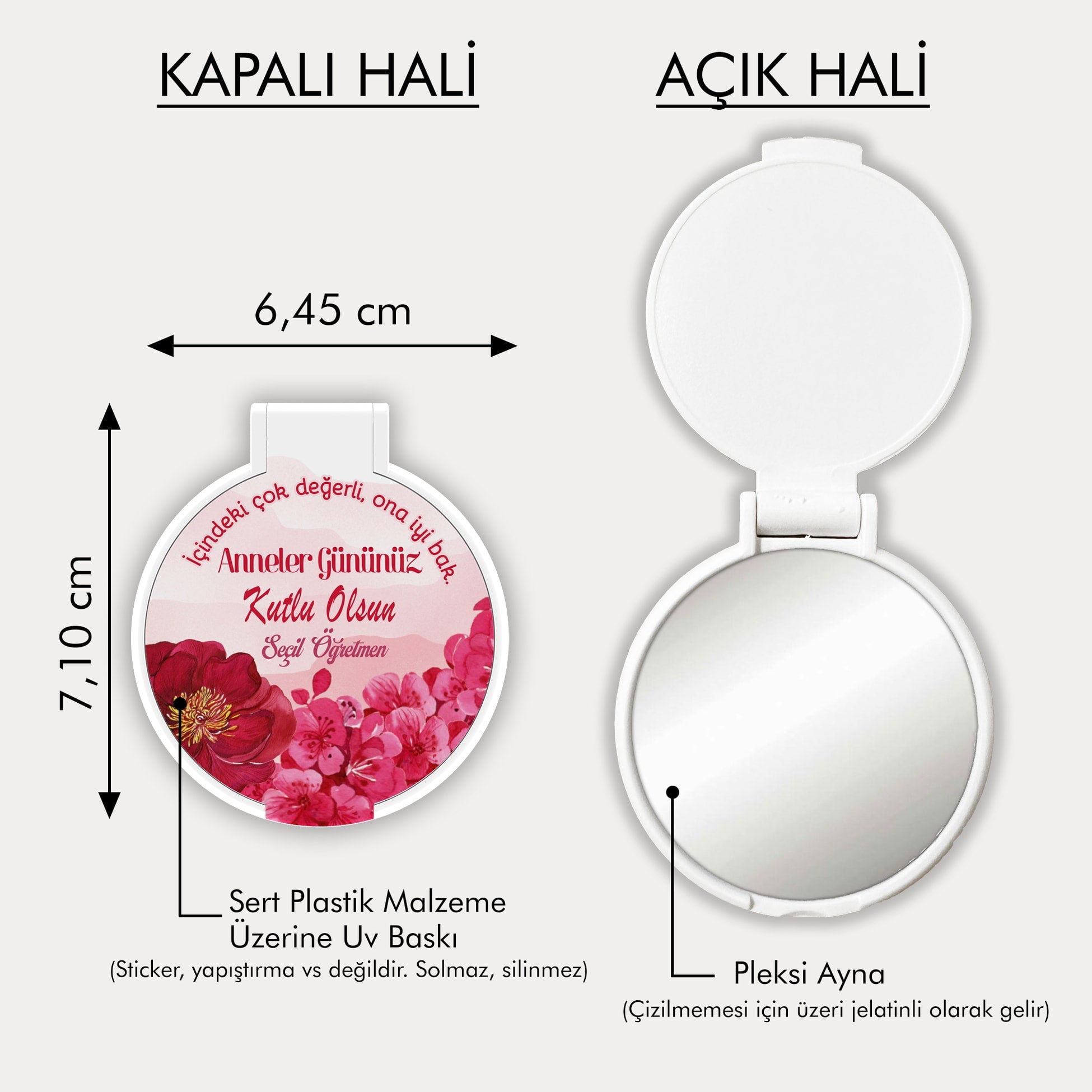 Anneler Günü Temalı Yuvarlak Ayna