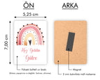 Pastel Gökkuşağı Desenli Ahşap Magnet