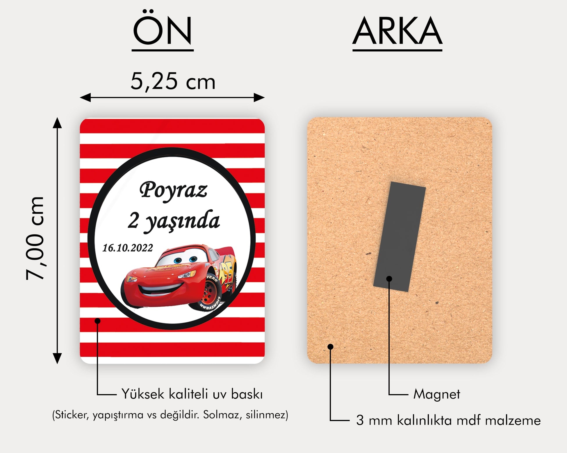 Şimşek Mcqueen Temalı Ahşap Magnet