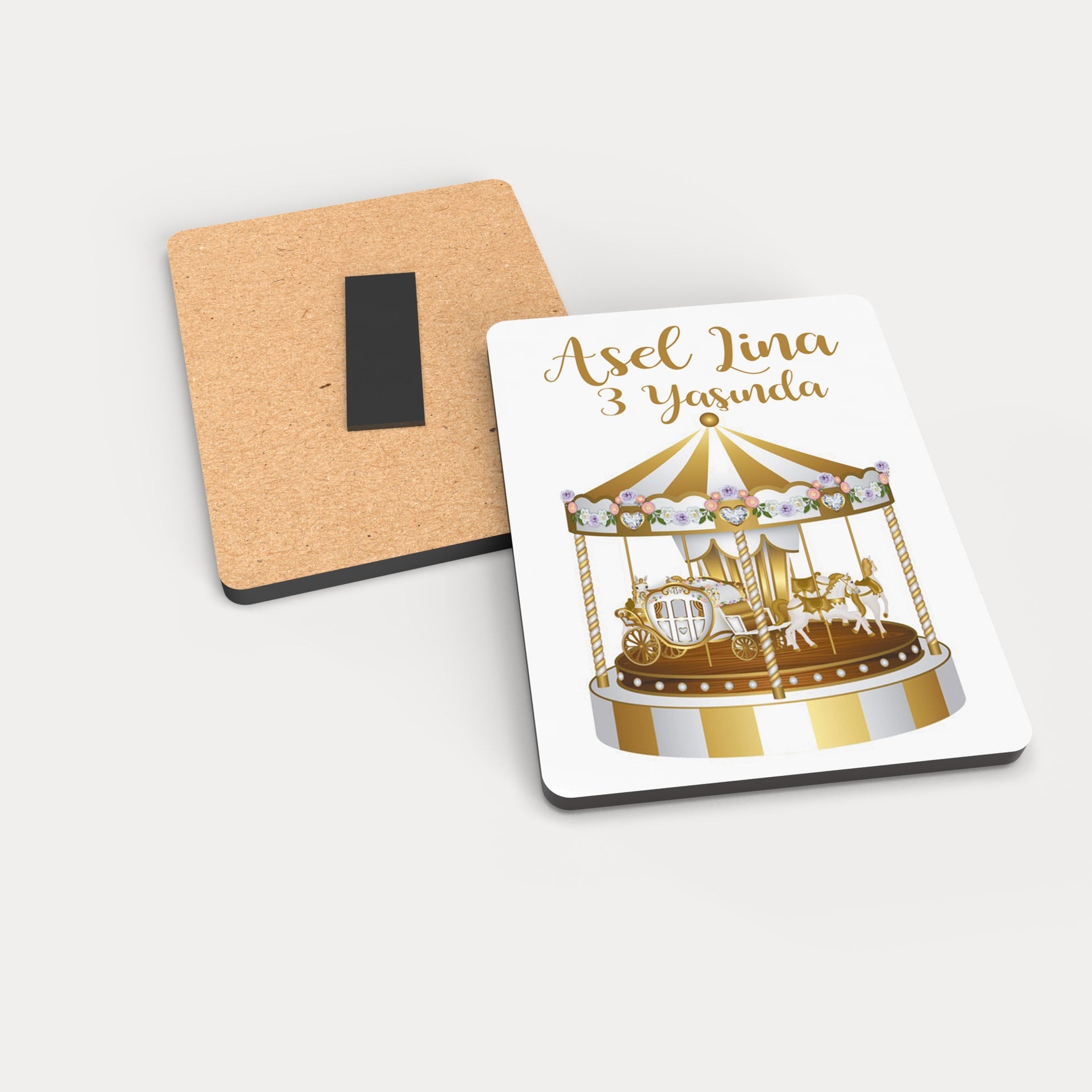 Atlı Karınca Desenli Ahşap Magnet