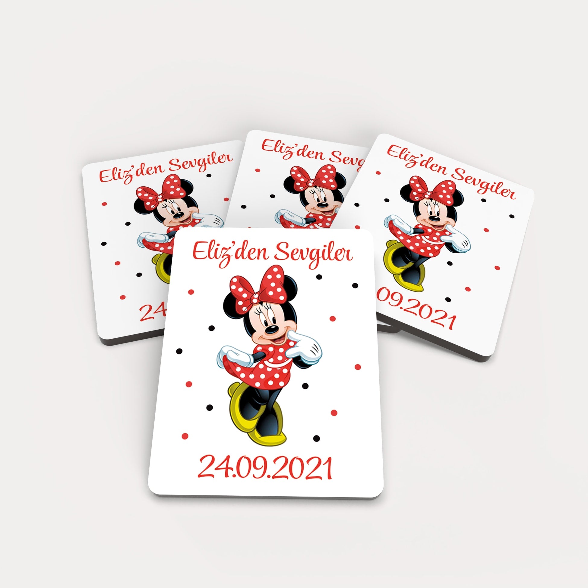 Minnie Mouse Desenli Ahşap Magnet
