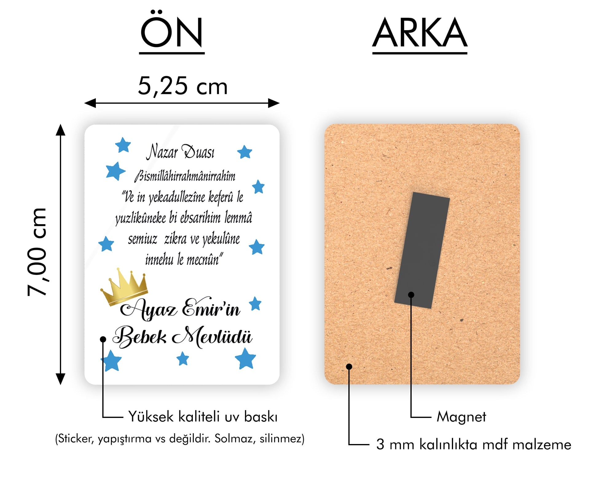 Kral Tacı Desenli Ahşap Magnet