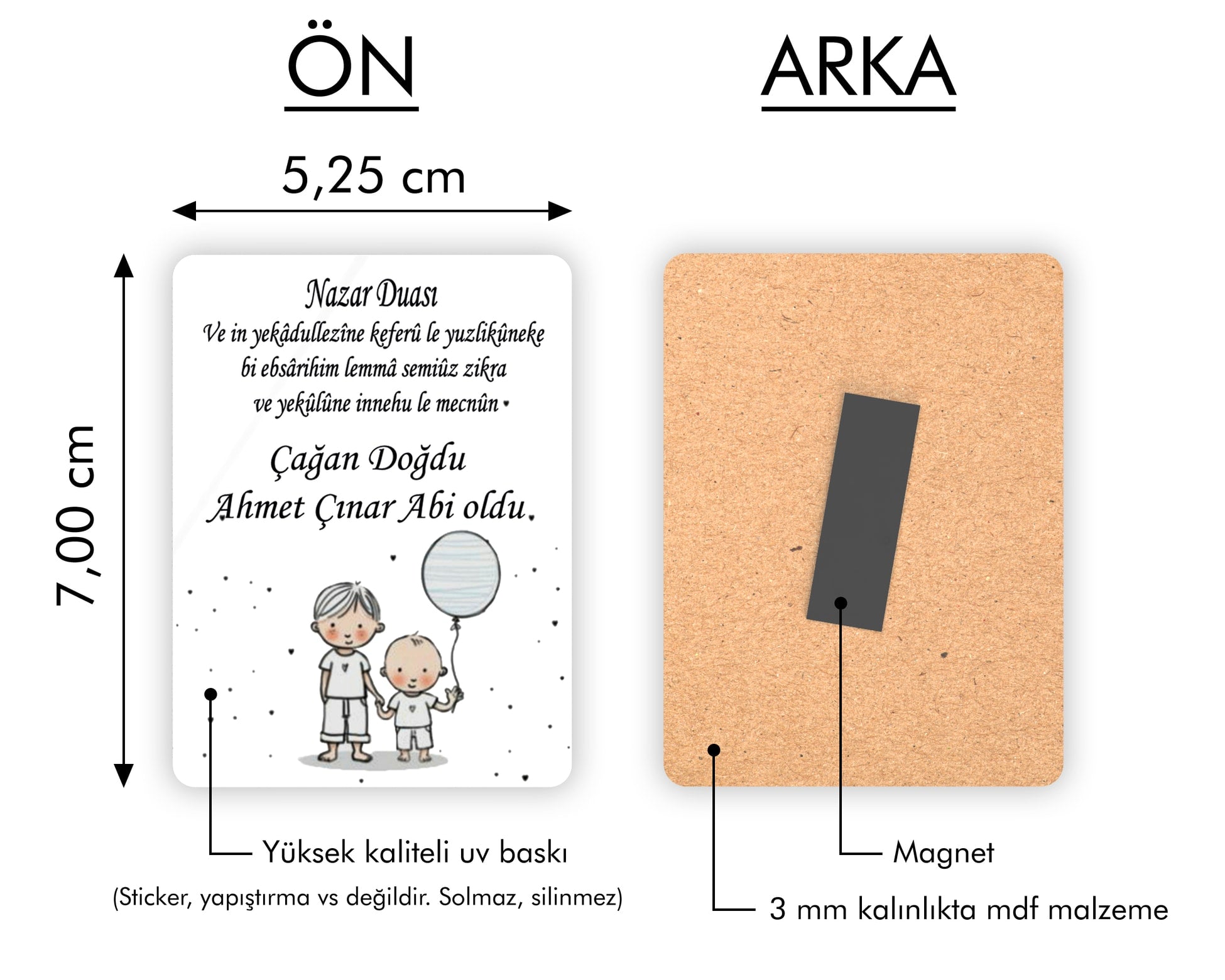 Abi-Kardeş Temalı Ahşap Magnet