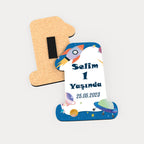 Uzay Temalı Ahşap Magnet