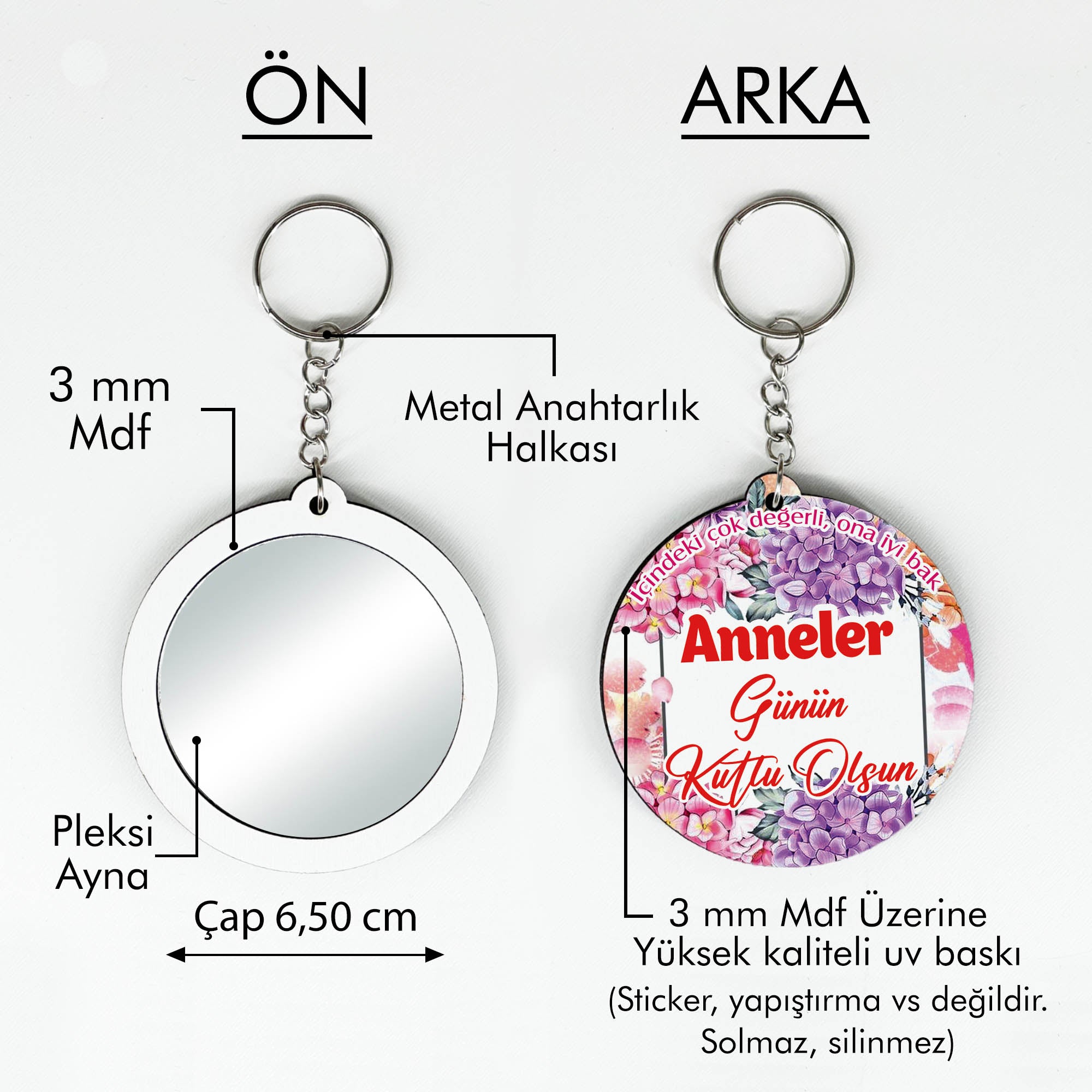 Anneler Günü Temalı Anahtarlıklı Ayna