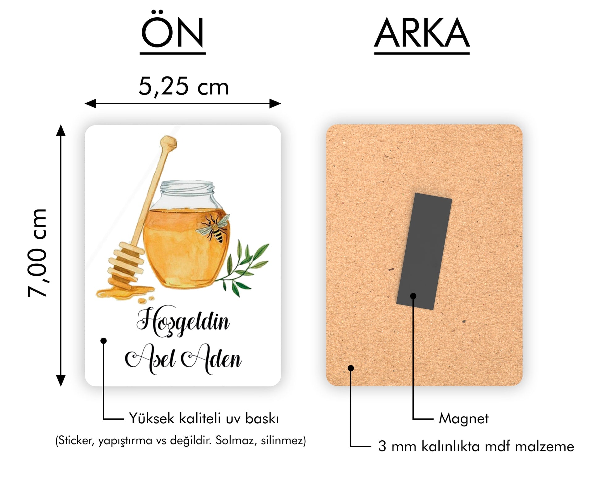 Bal Temalı Ahşap Magnet
