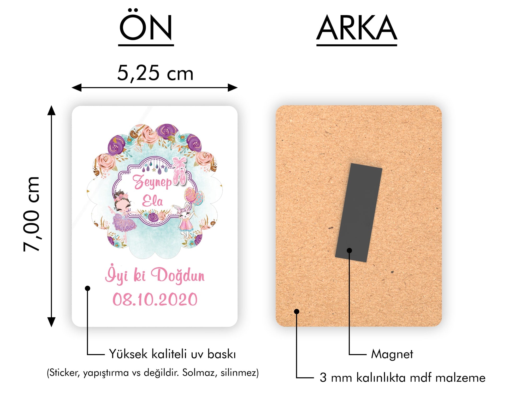 Balerin Kız Desenli Ahşap Magnet