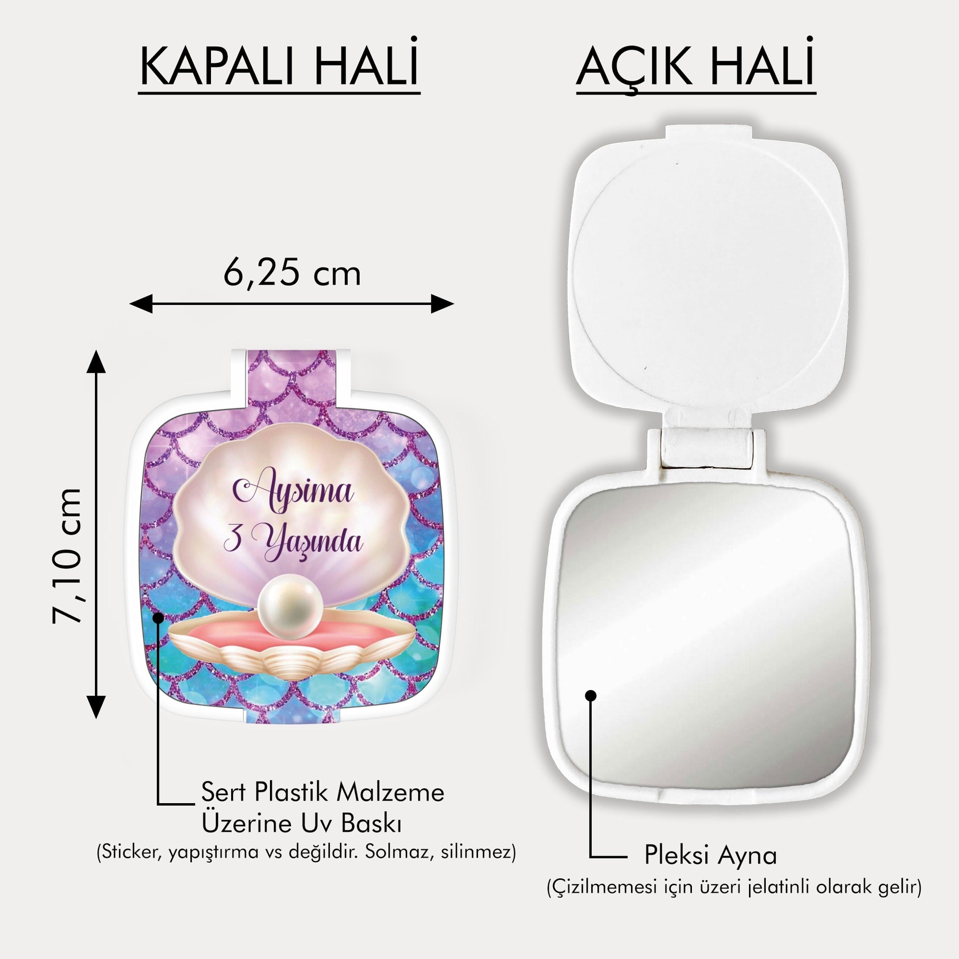 İnci Desenli Kare Ayna