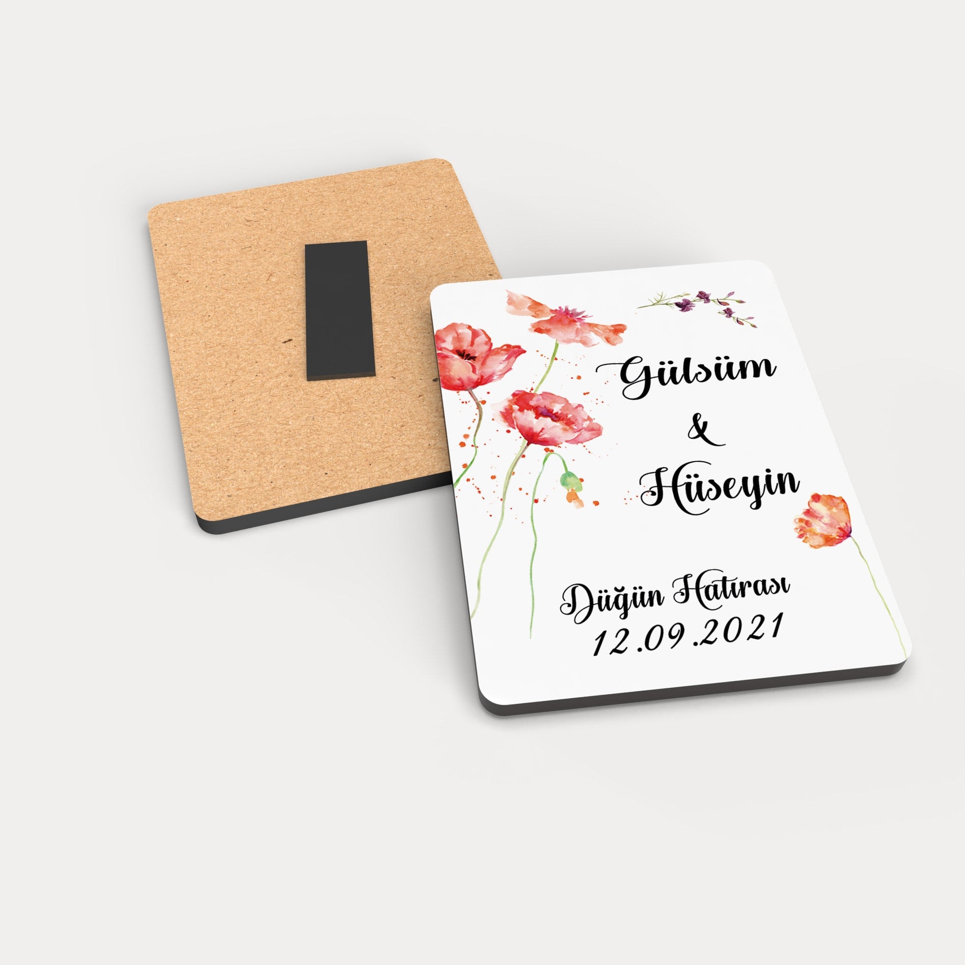 Gelincik Desenli Ahşap Magnet