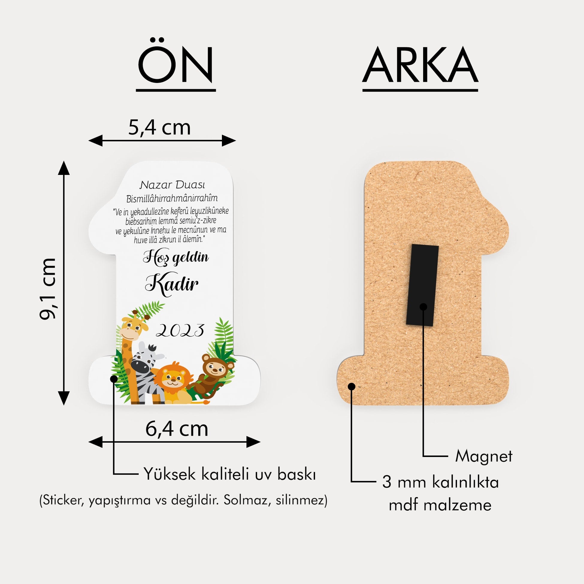 Safari Desenli Ahşap Magnet