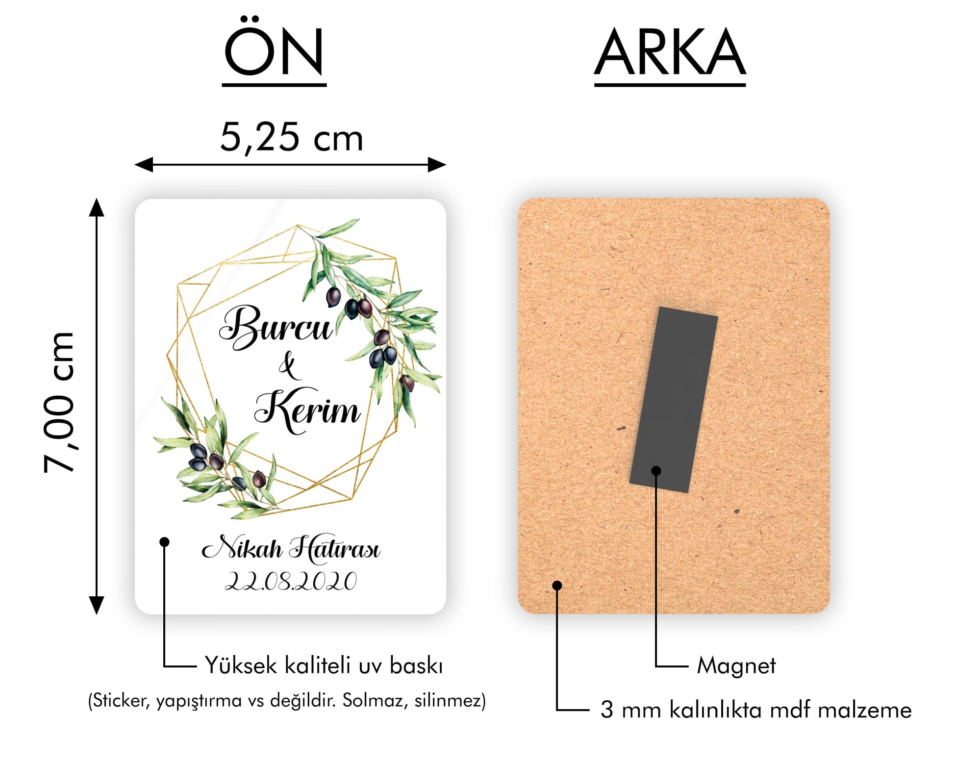 Zeytin Dalı Desenli Ahşap Magnet