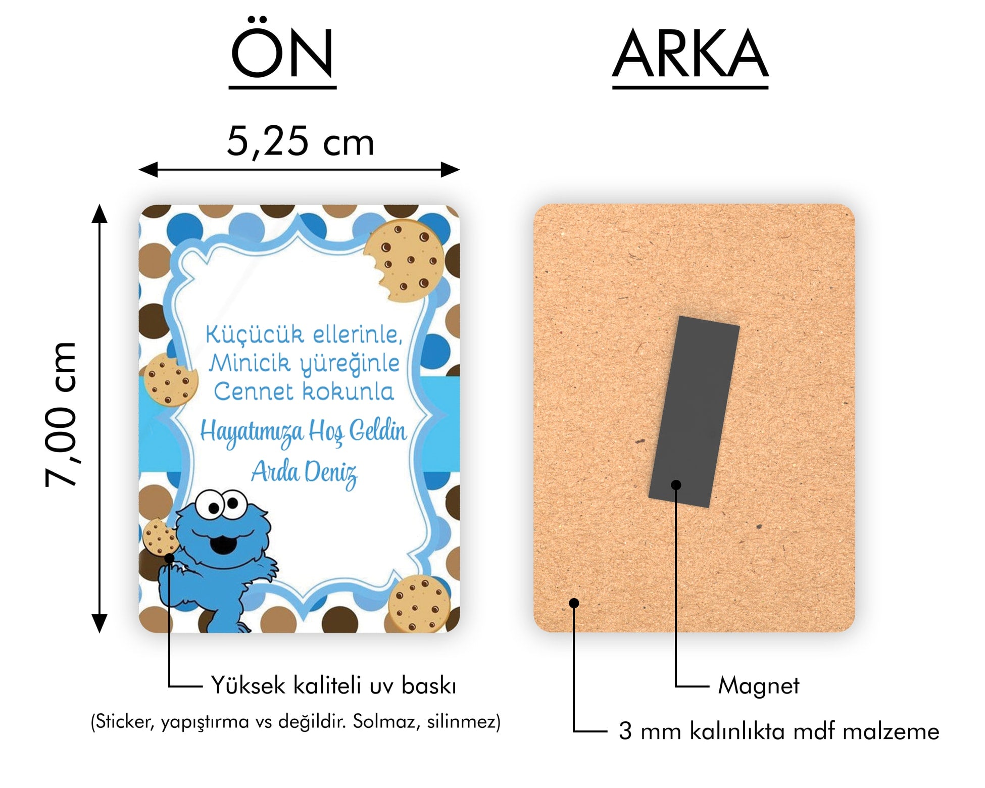 Kurabiye Canavarı Temalı Ahşap Magnet