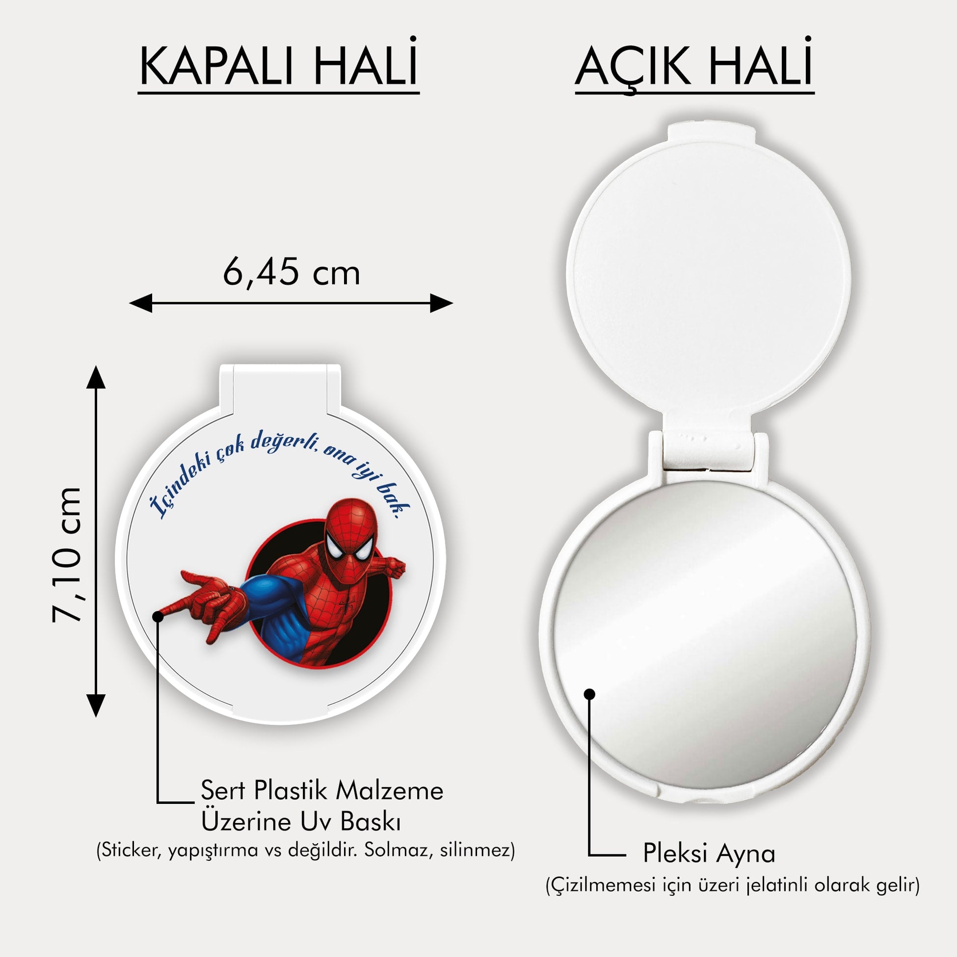 Örümcek Adam Desenli Yuvarlak Ayna