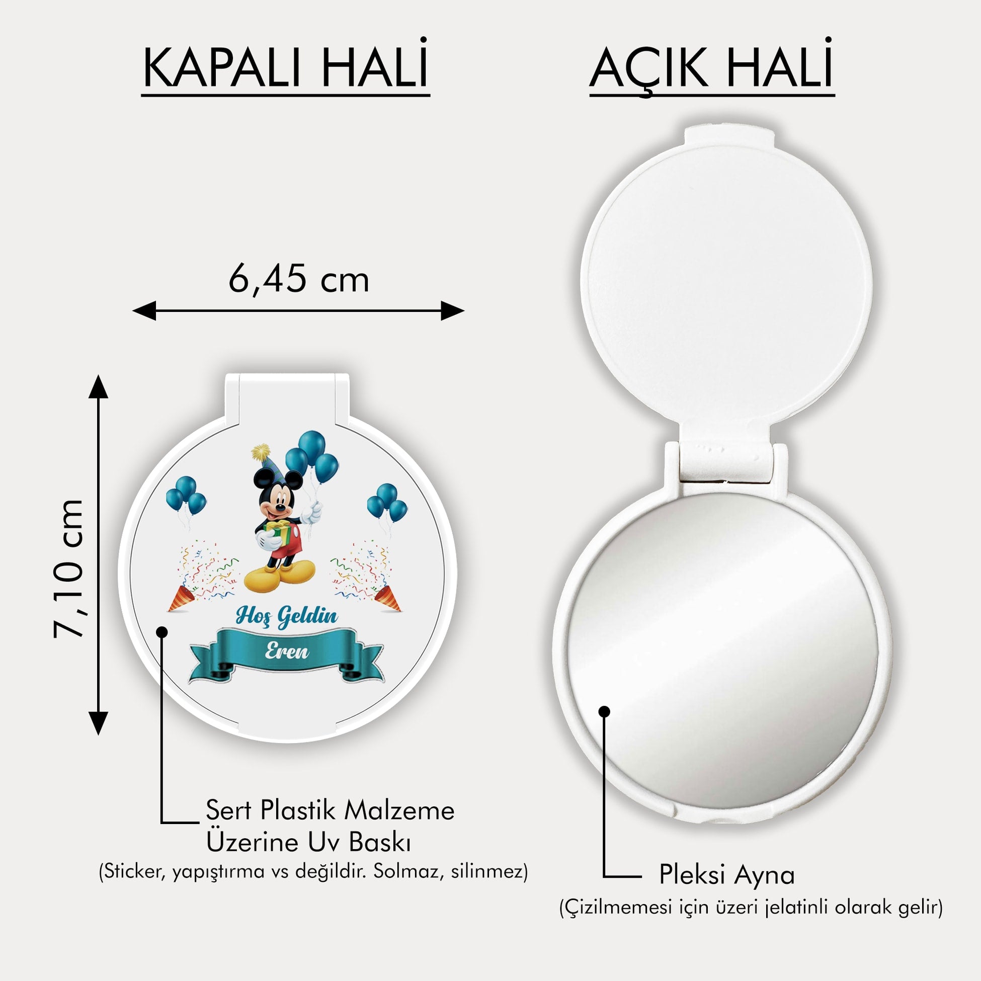 Mickey Mouse Temalı Yuvarlak Ayna
