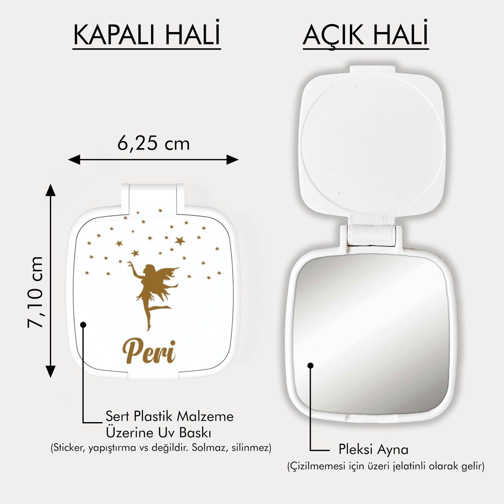 Yıldız ve Peri Desenli Kare Ayna