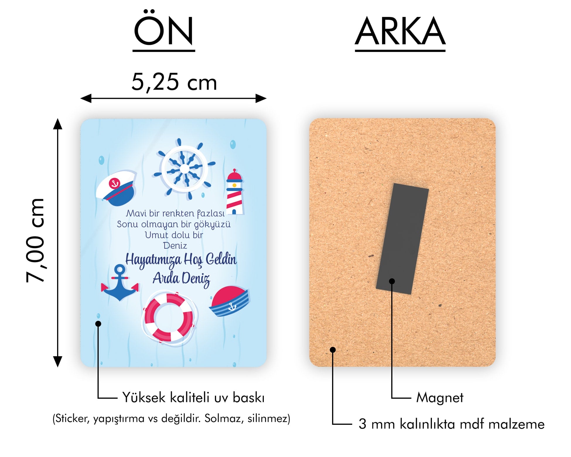 Denizci Temalı Ahşap Magnet